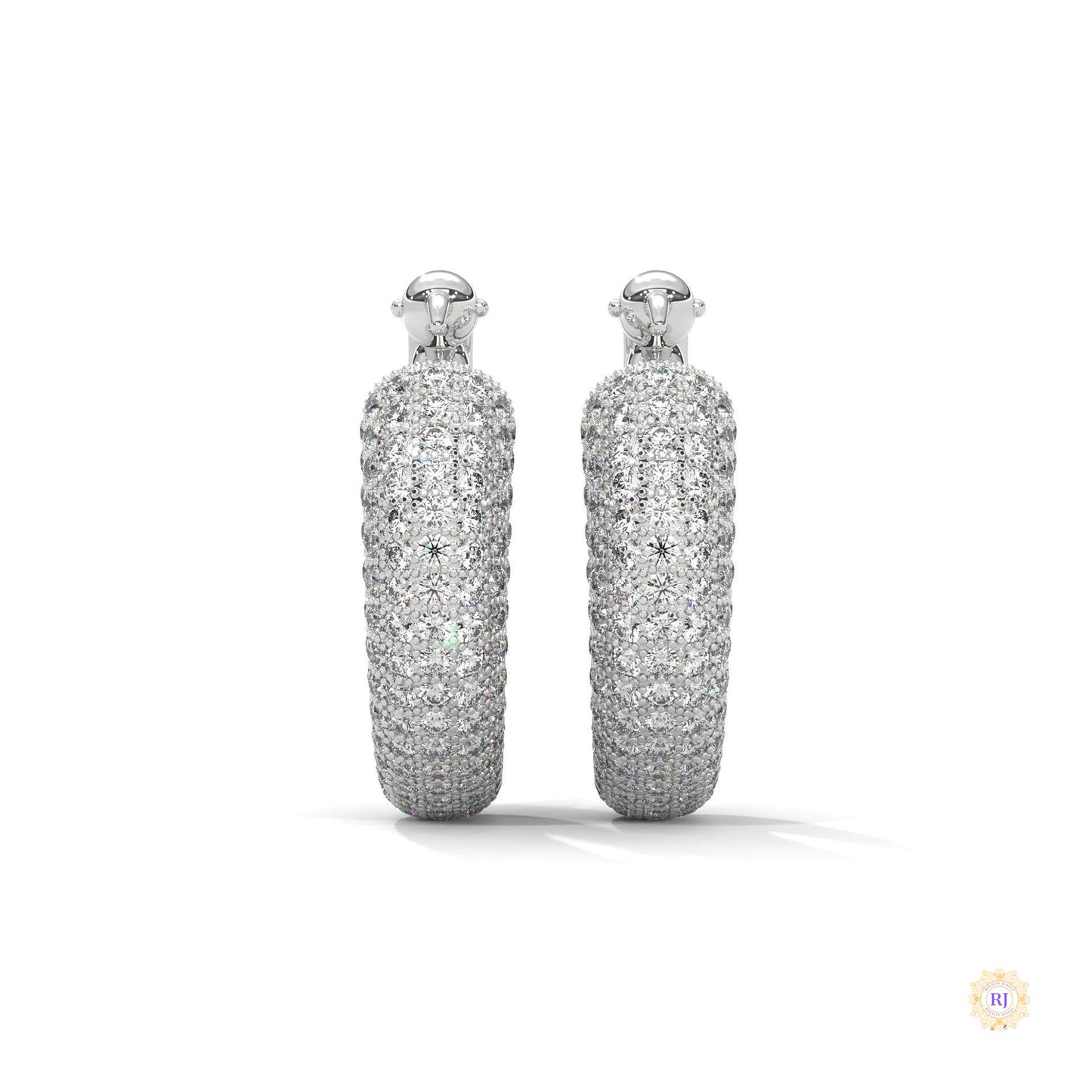 3.00 CT. Pavé Diamond Wide Hoop Earrings