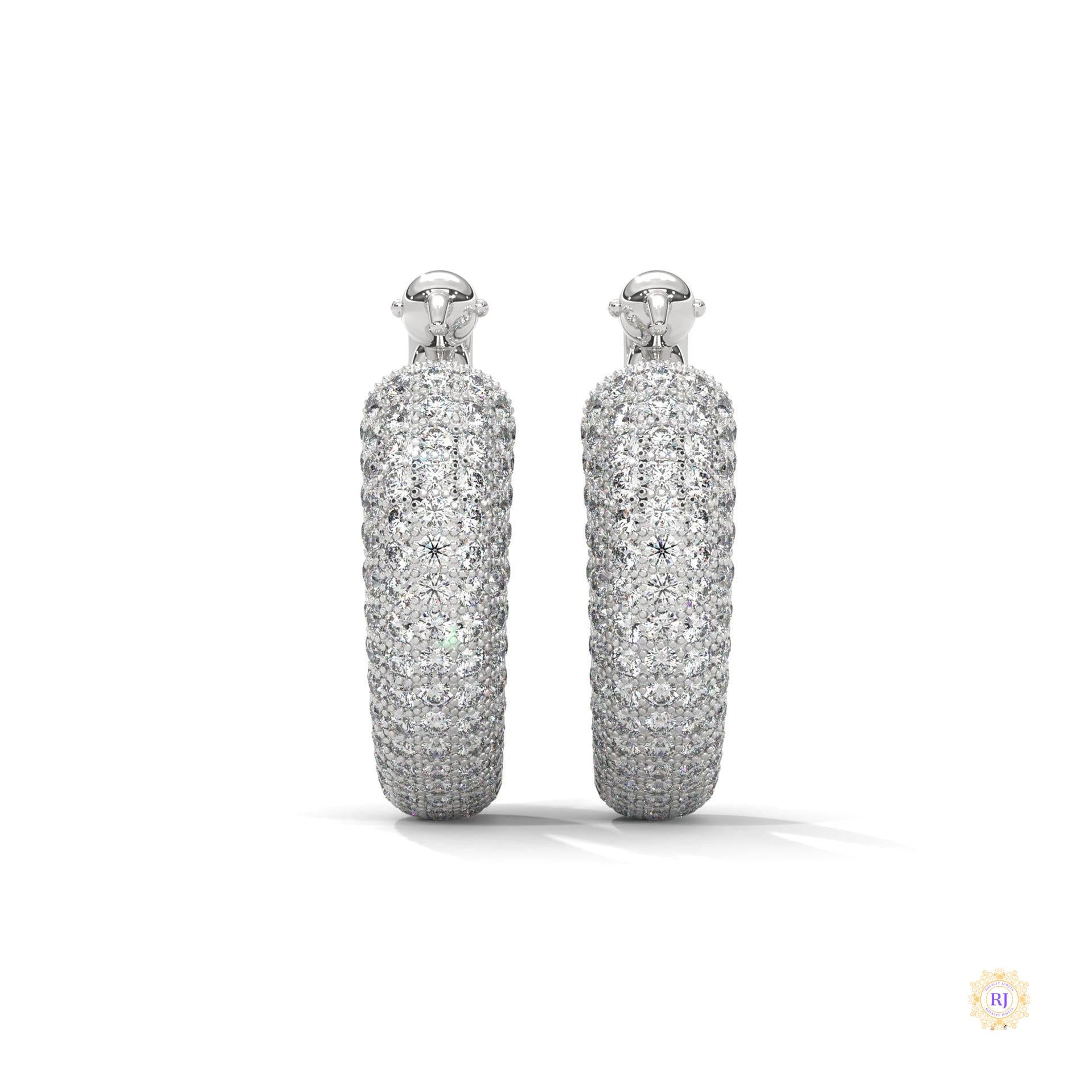 3.00 CT. Pavé Diamond Wide Hoop Earrings