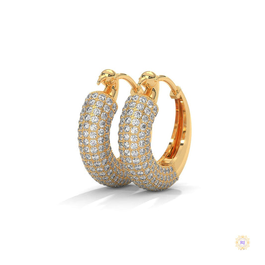 3.00 CT. Pavé Diamond Wide Hoop Earrings
