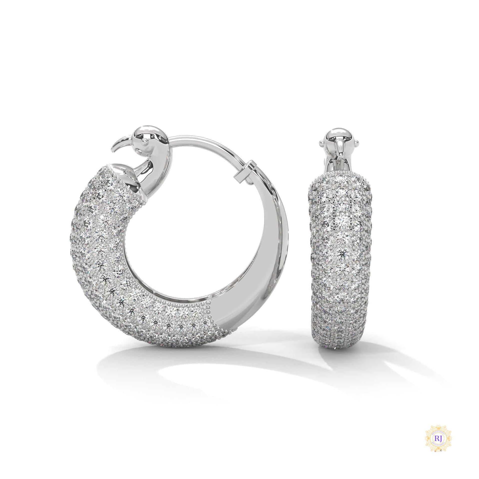 3.00 CT. Pavé Diamond Wide Hoop Earrings