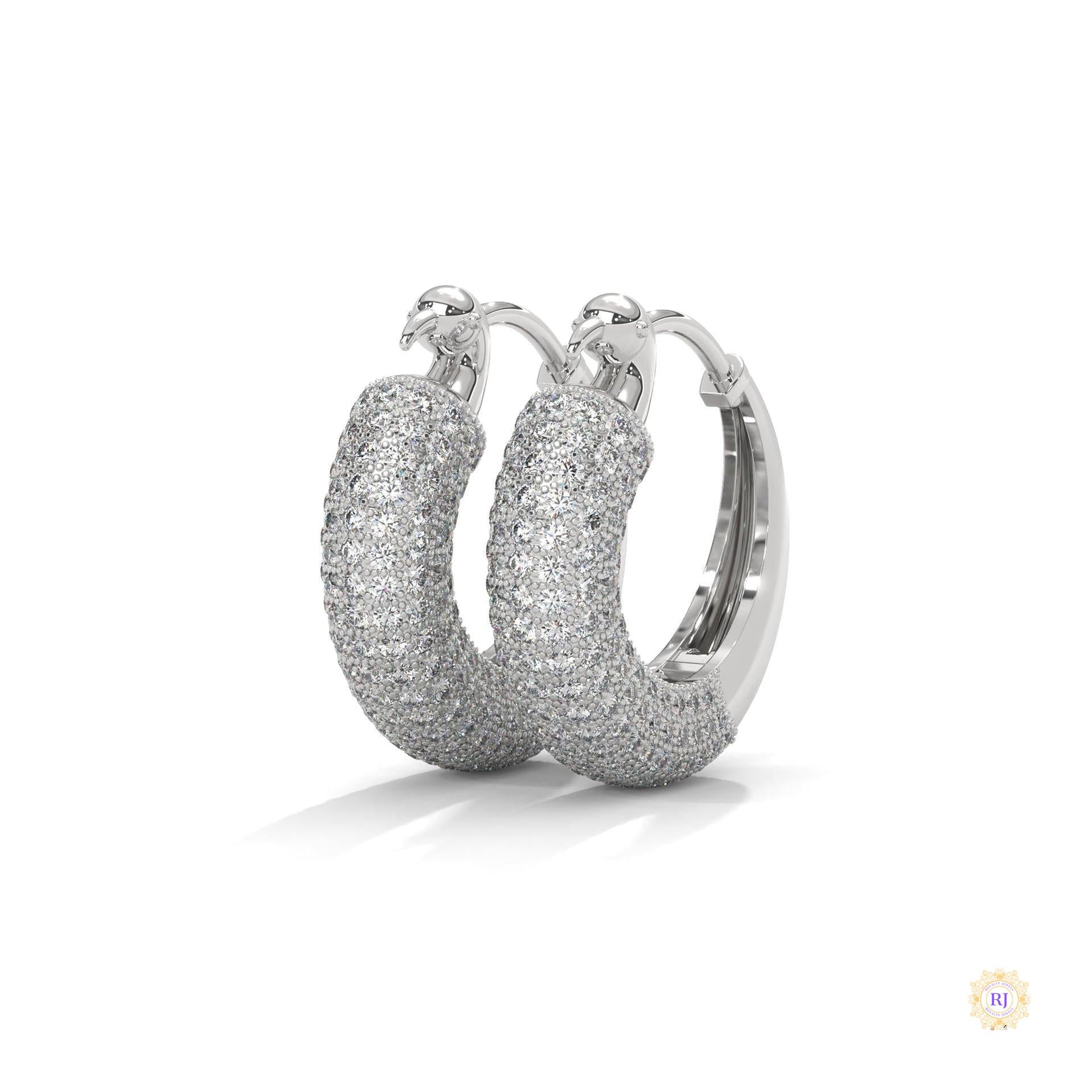 3.00 CT. Pavé Diamond Wide Hoop Earrings