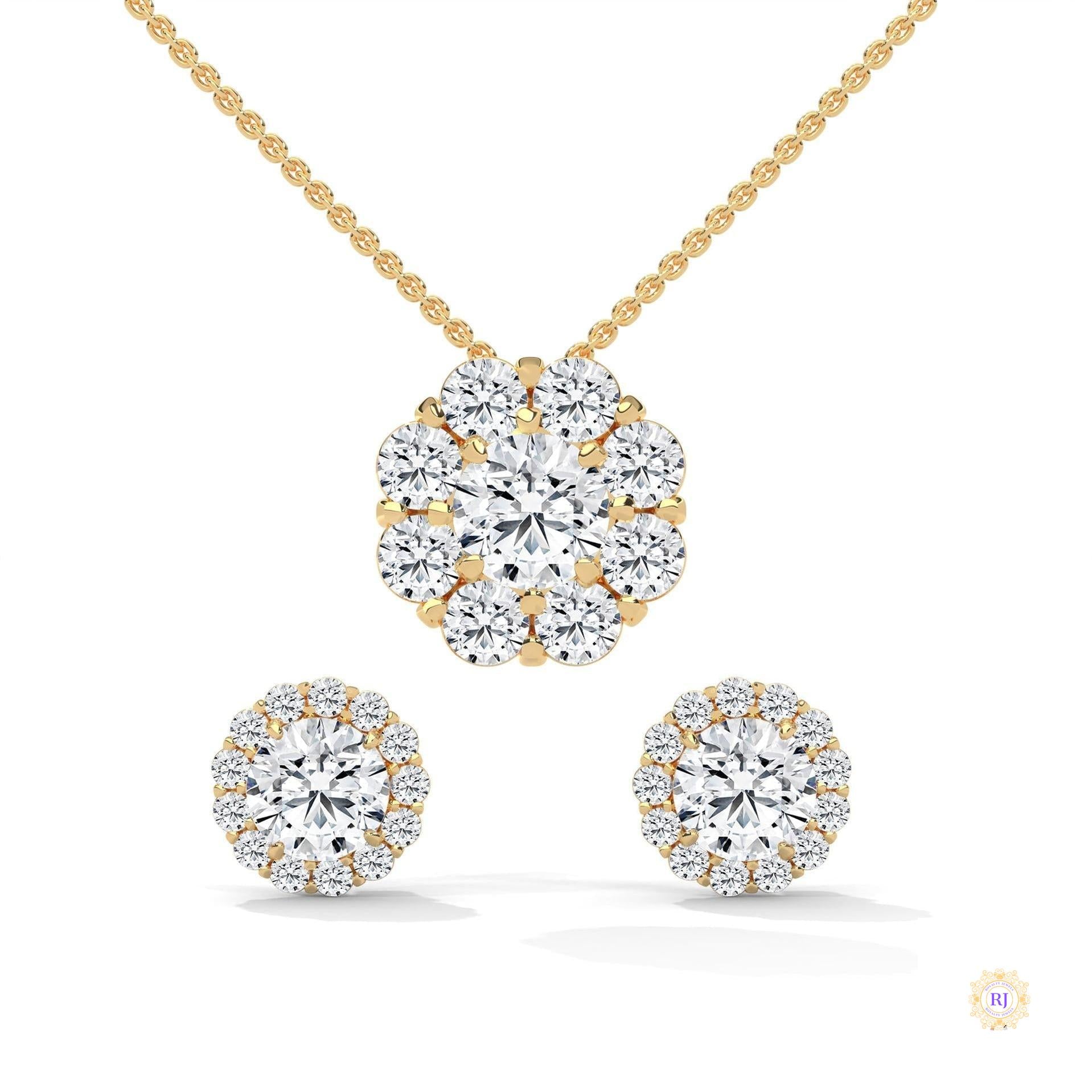 3.25 CT. Floral Cluster Diamond Earrings