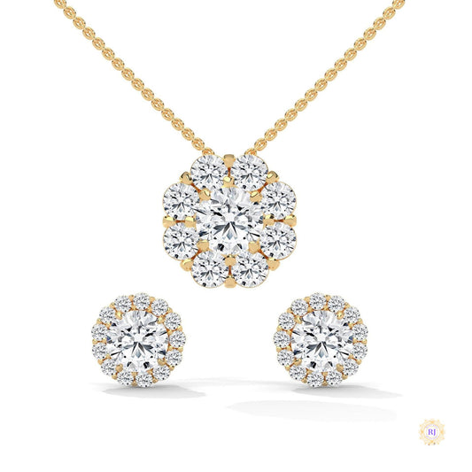 3.25 CT. Floral Cluster Diamond Earrings