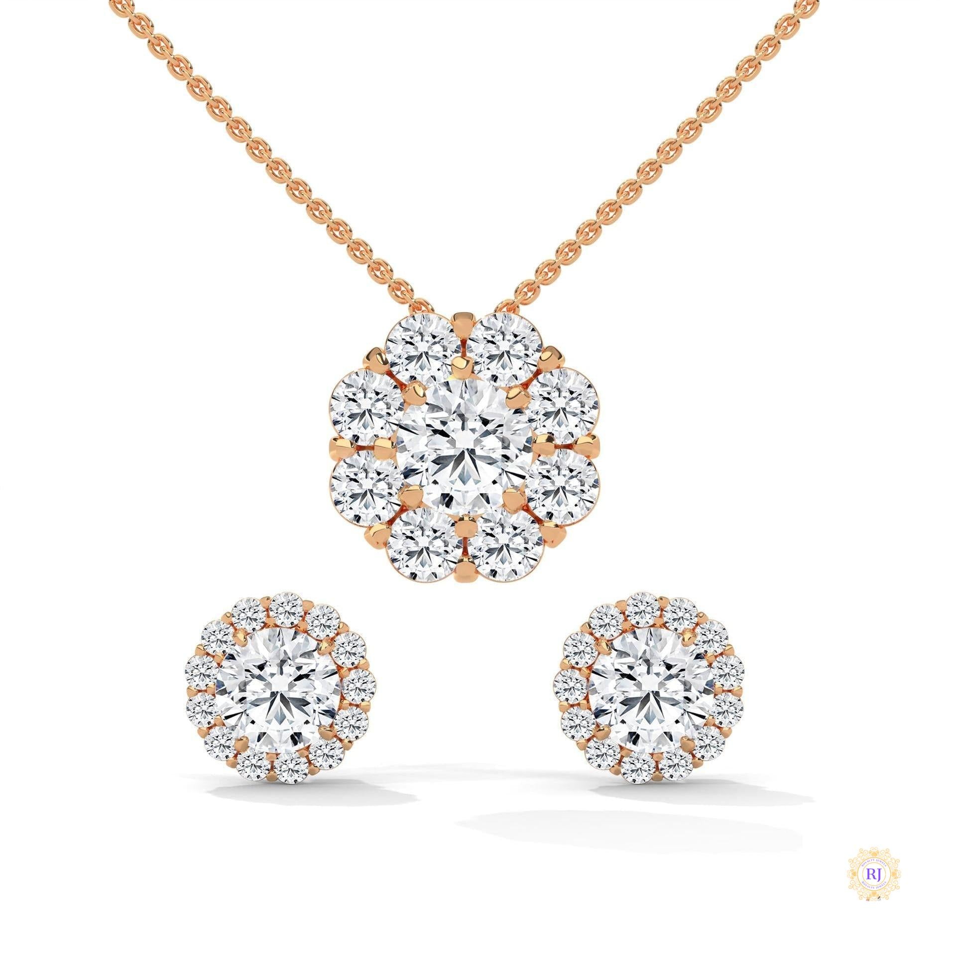 3.25 CT. Floral Cluster Diamond Earrings