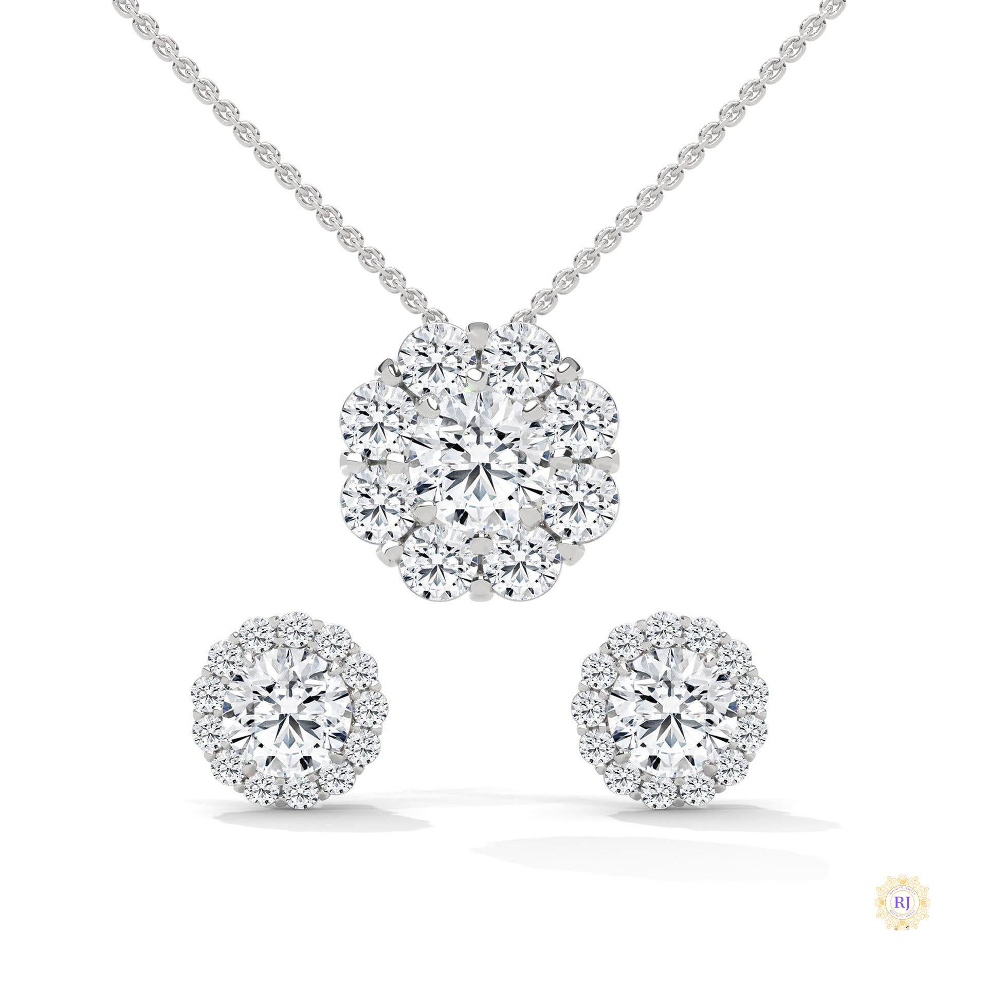 3.25 CT. Floral Cluster Diamond Earrings