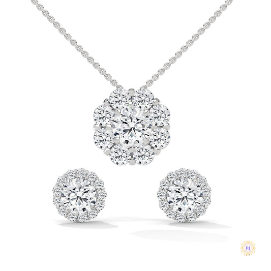 3.25 CT. Floral Cluster Diamond Earrings