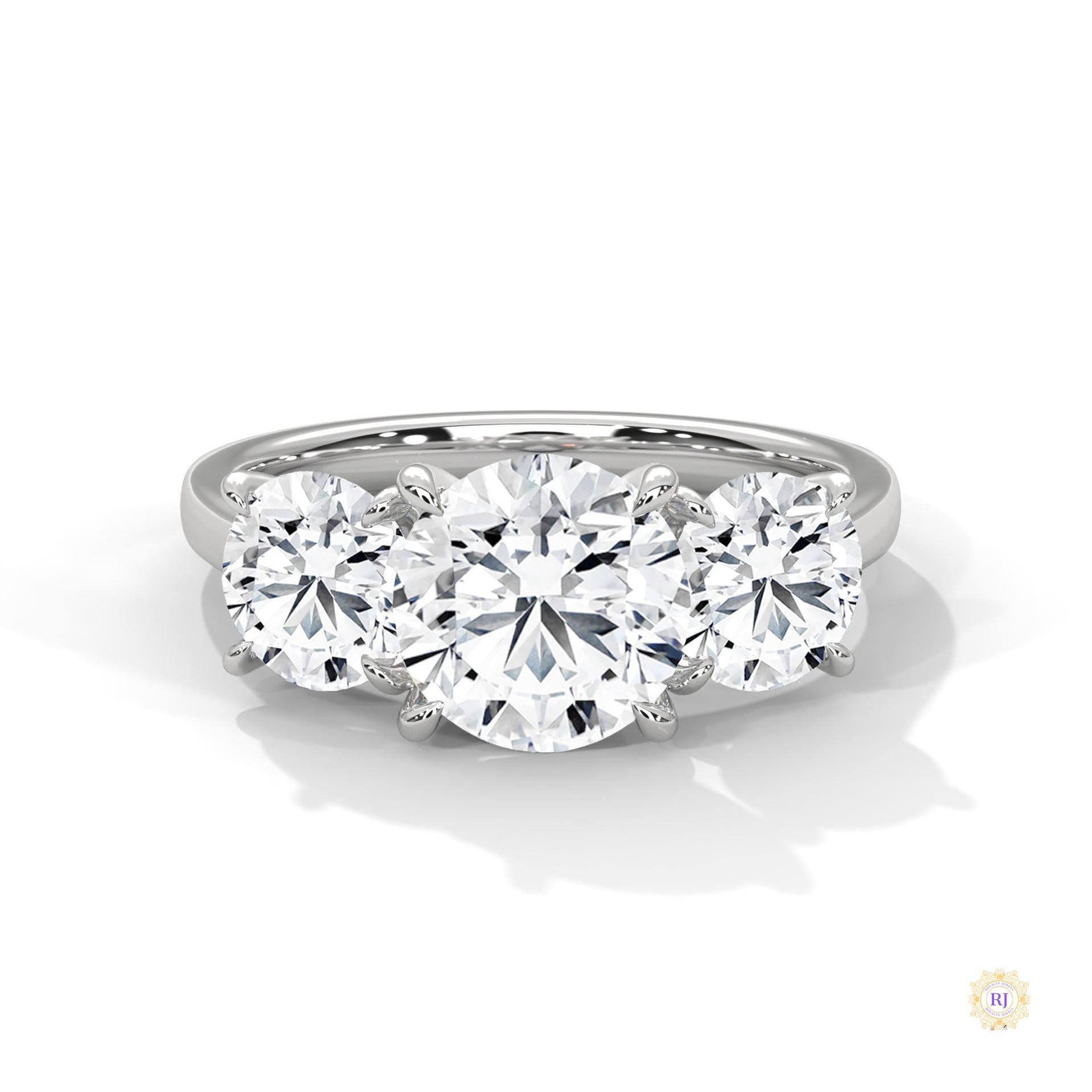 3.60 Ct. Three-Stone Lab Diamond Engagement Ring