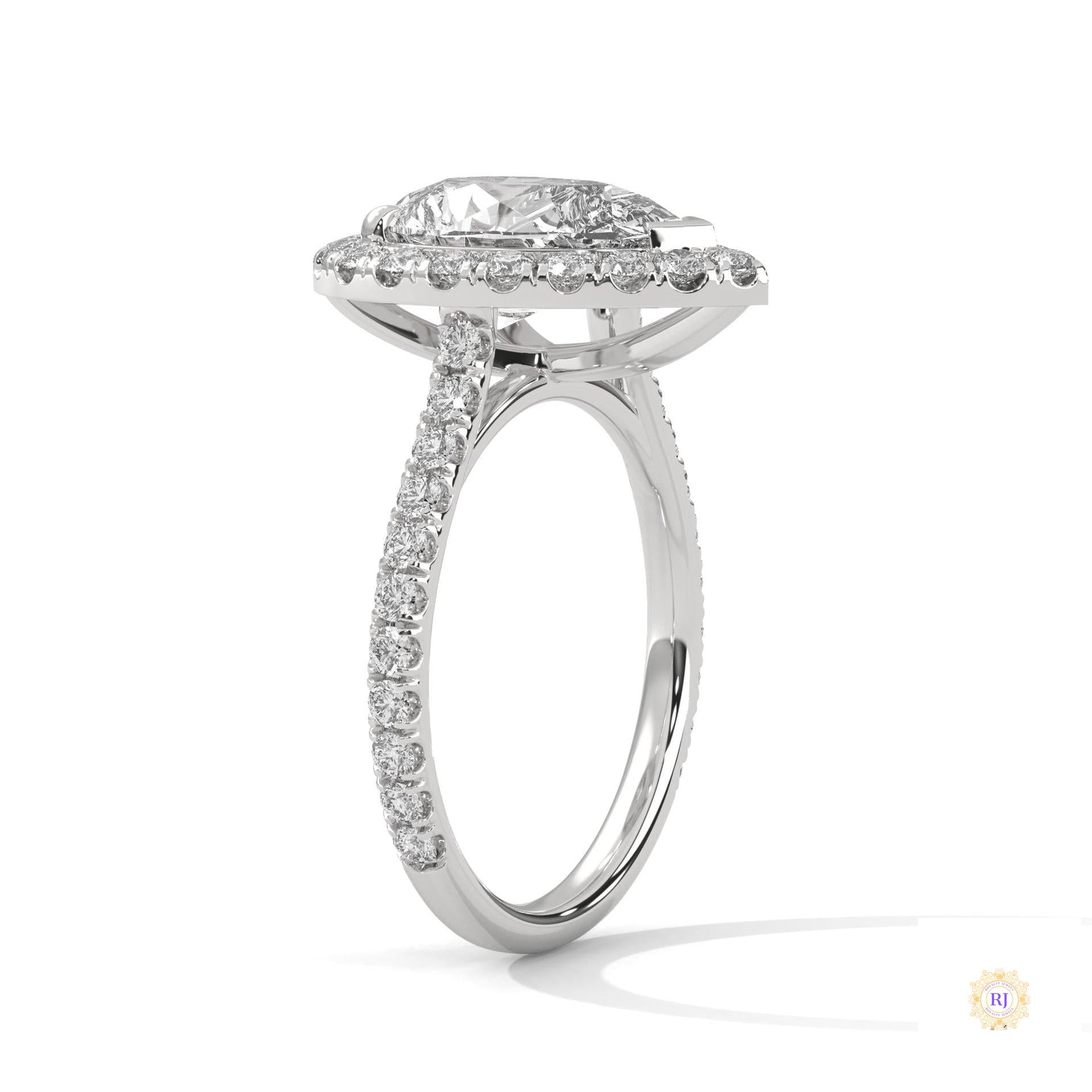 3.75 Ct. Pear Halo Lab Diamond Engagement Ring