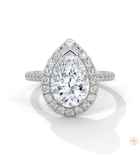 3.75 Ct. Pear Halo Lab Diamond Engagement Ring