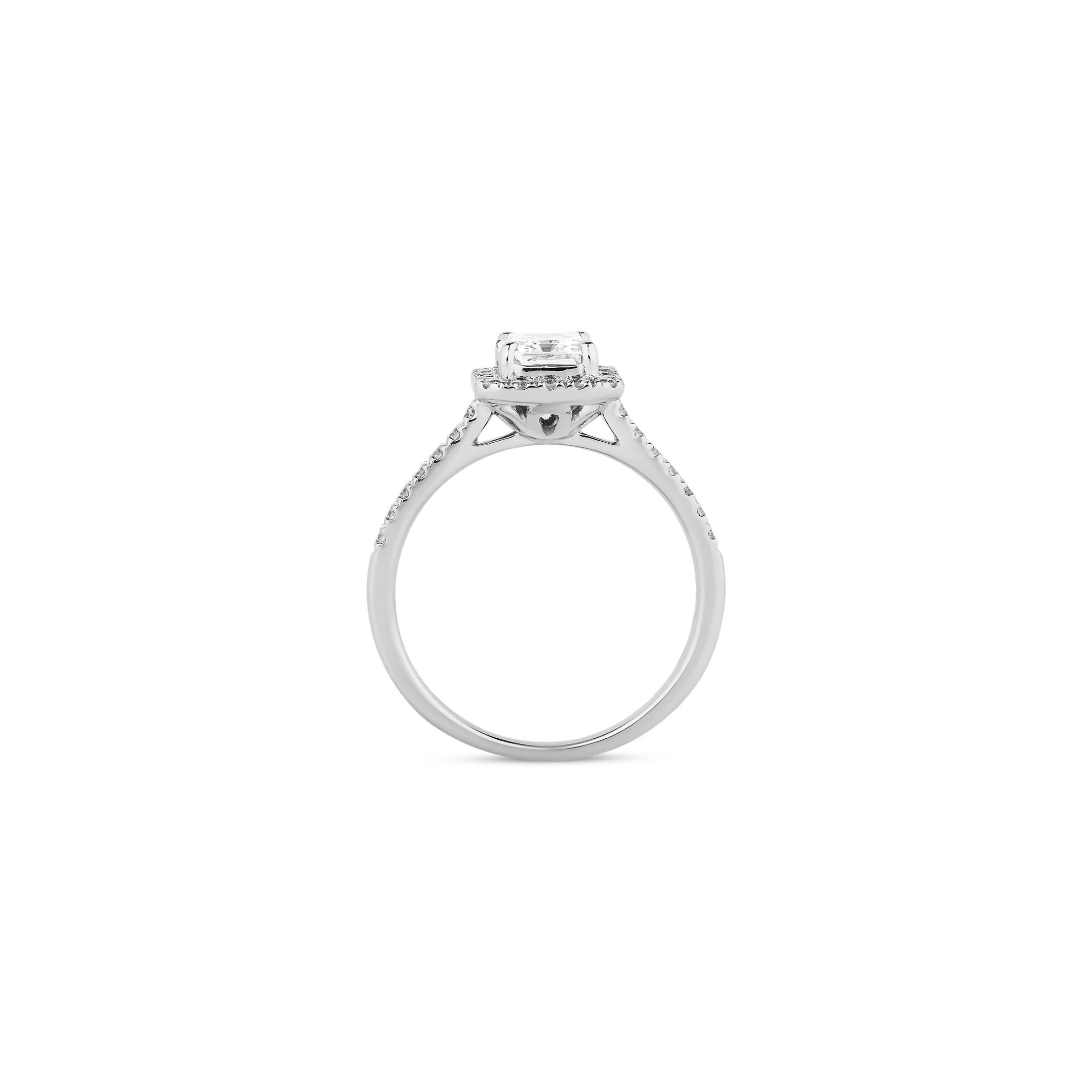 14K White Gold Emerald-Cut Lab Diamond Halo Ring – Luxury Jewelry