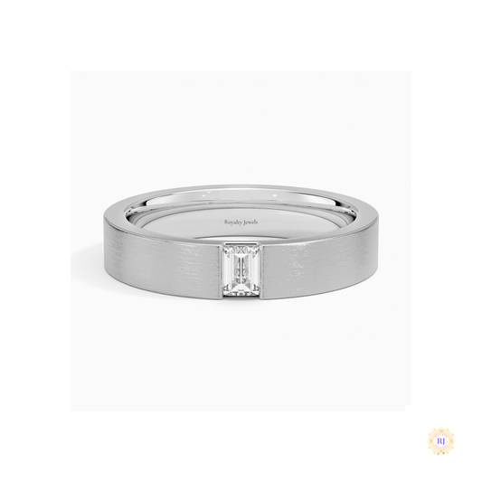 Emerald-Cut Lab Diamond Men's Wedding Band