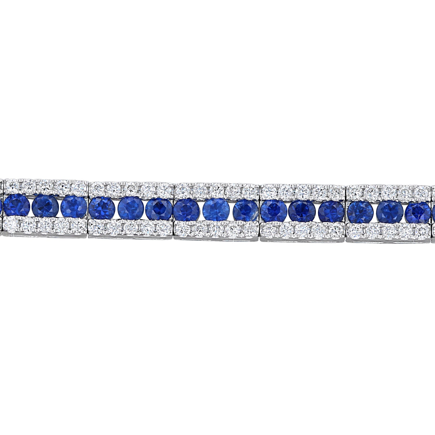 Luxury 14K gold sapphire and diamond tennis bracelet with prong-set gemstones
