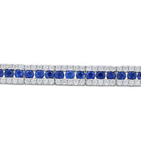 Luxury 14K gold sapphire and diamond tennis bracelet with prong-set gemstones