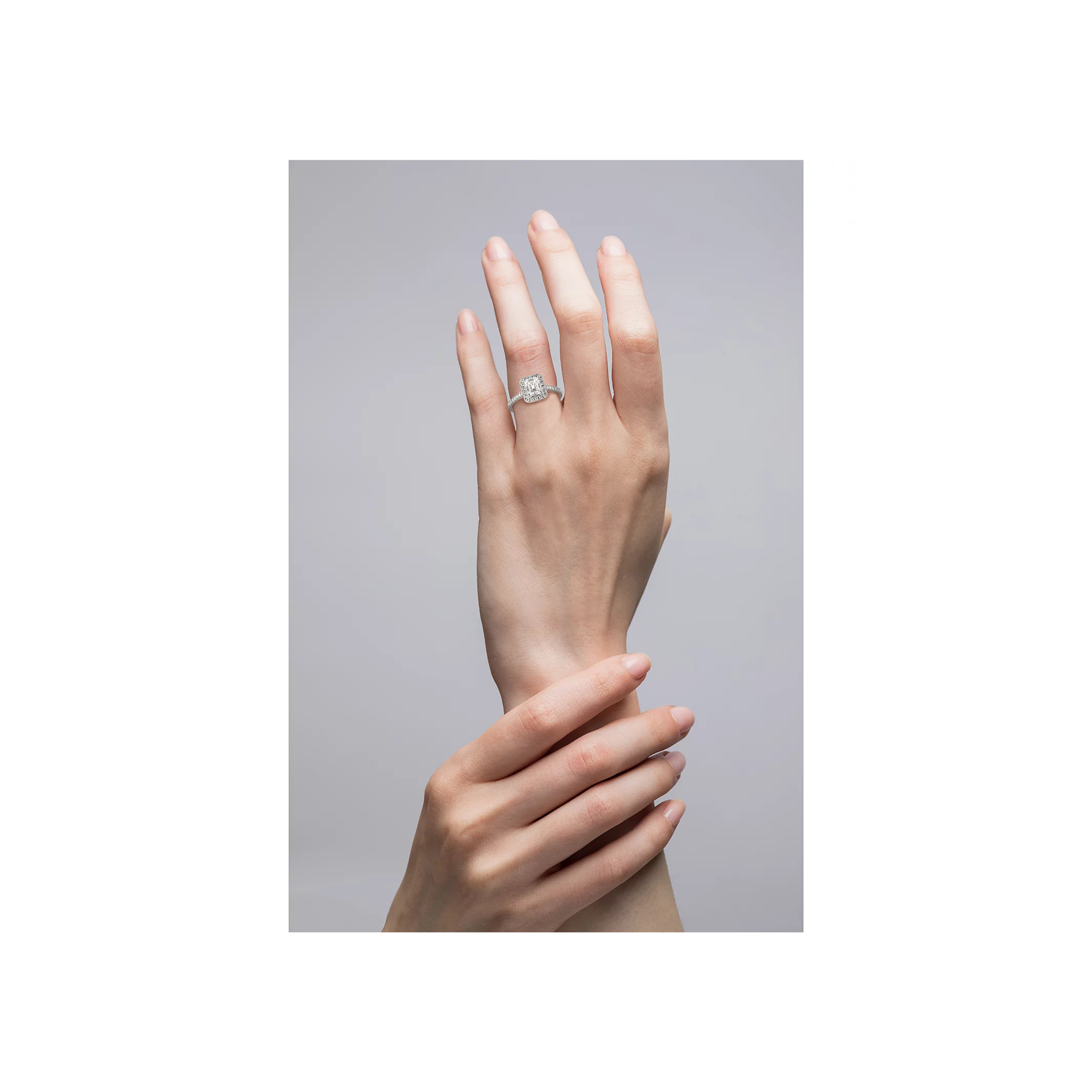 14K White Gold Emerald-Cut Lab Diamond Halo Ring – Luxury Jewelry