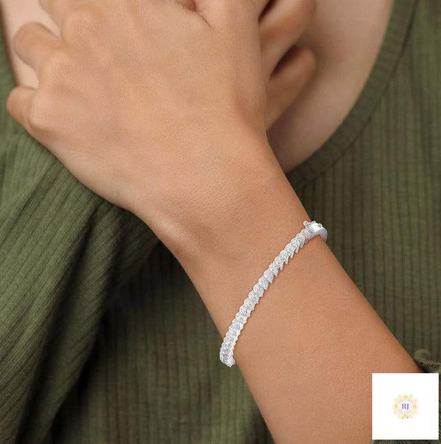 5.30 Ct. Pear Lab Diamond Bangle Open-Top Bracelet