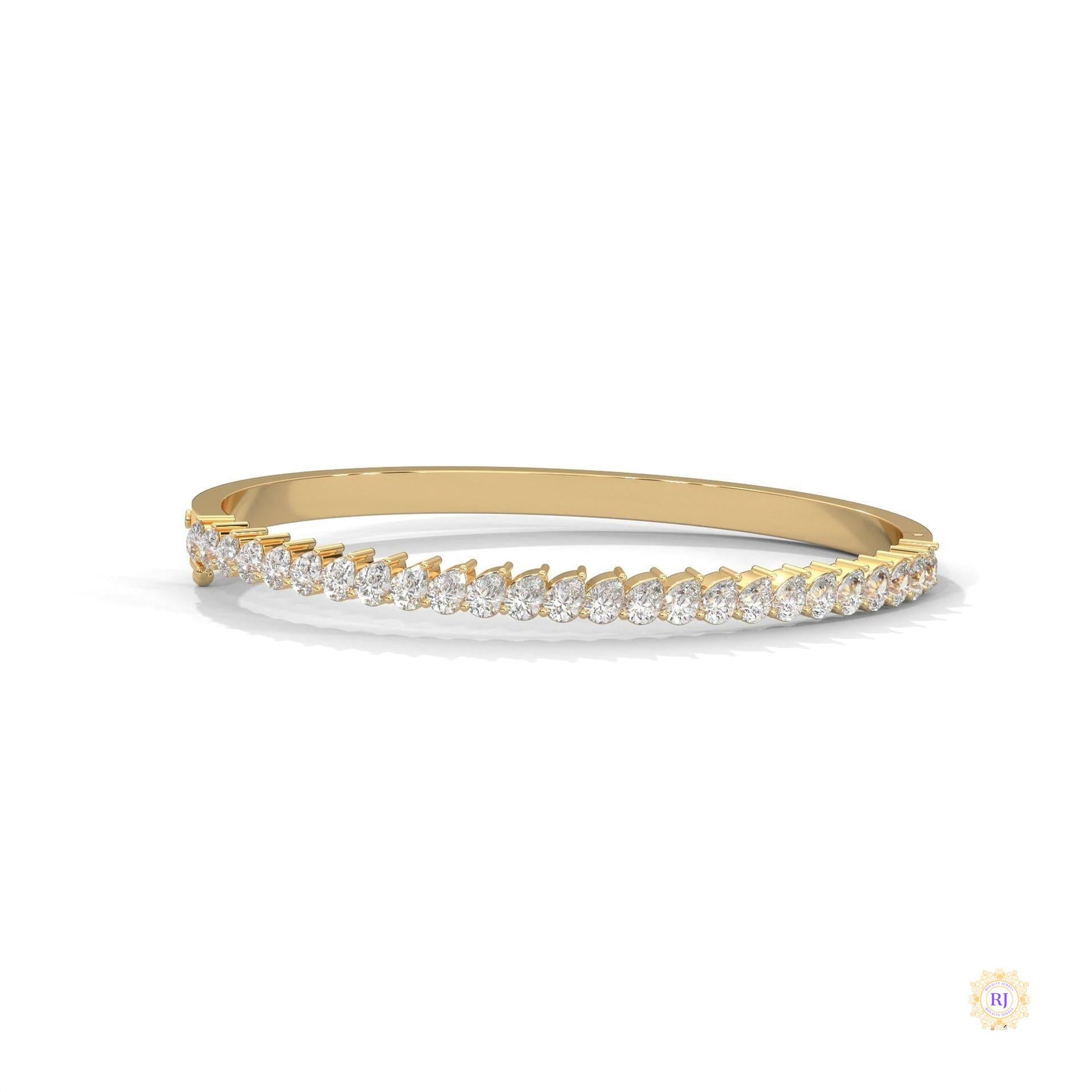 5.30 Ct. Pear Lab Diamond Bangle Open-Top Bracelet