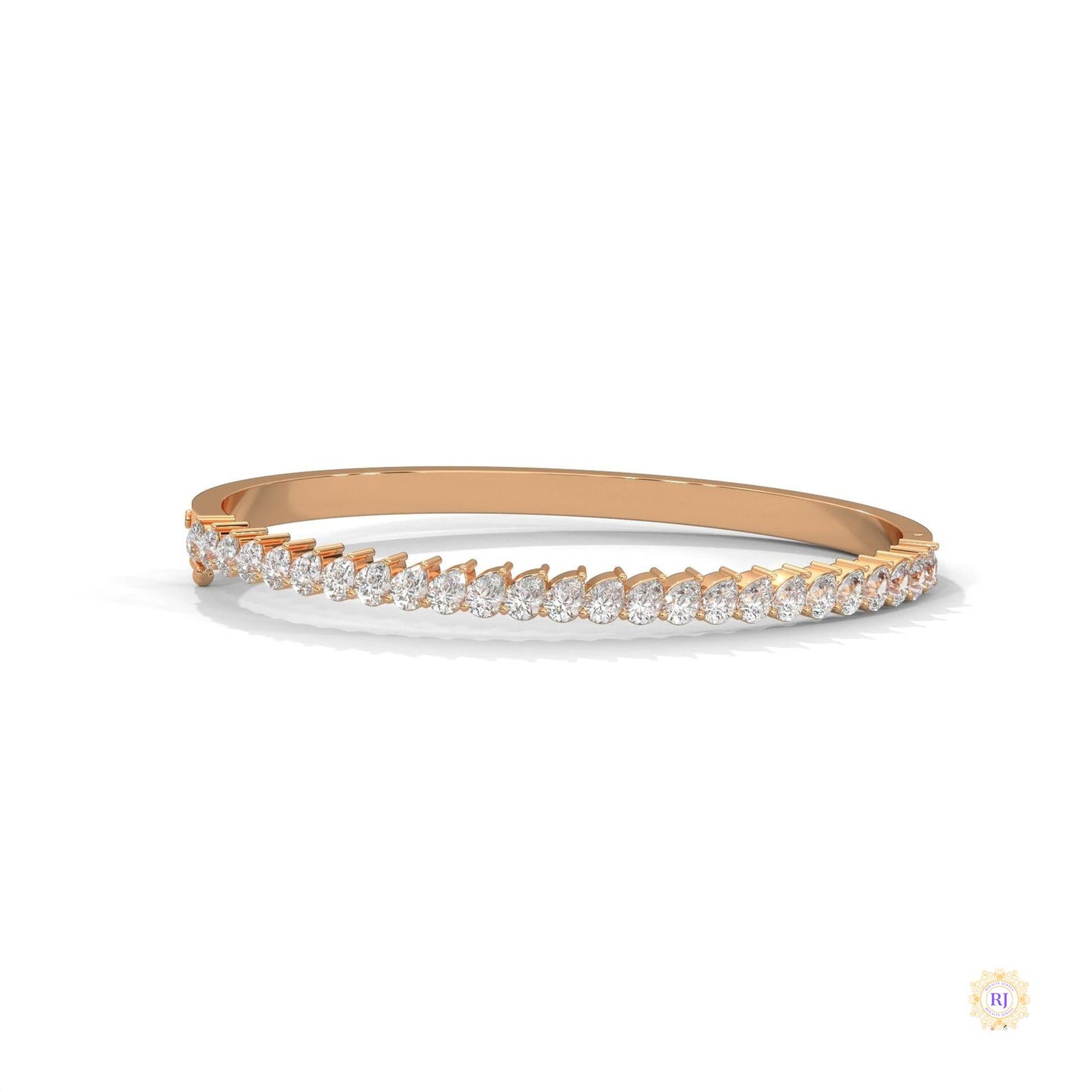 5.30 Ct. Pear Lab Diamond Bangle Open-Top Bracelet