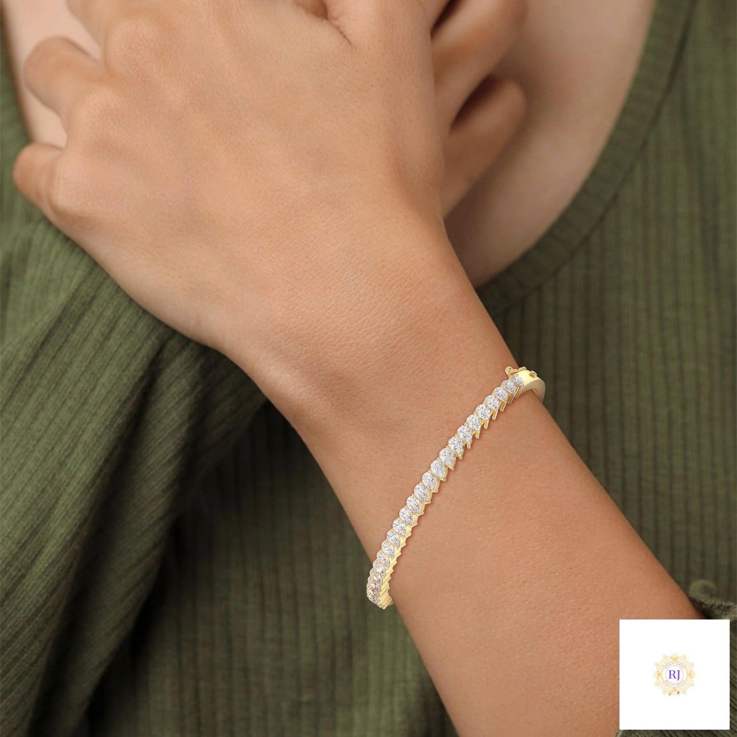 5.30 Ct. Pear Lab Diamond Bangle Open-Top Bracelet