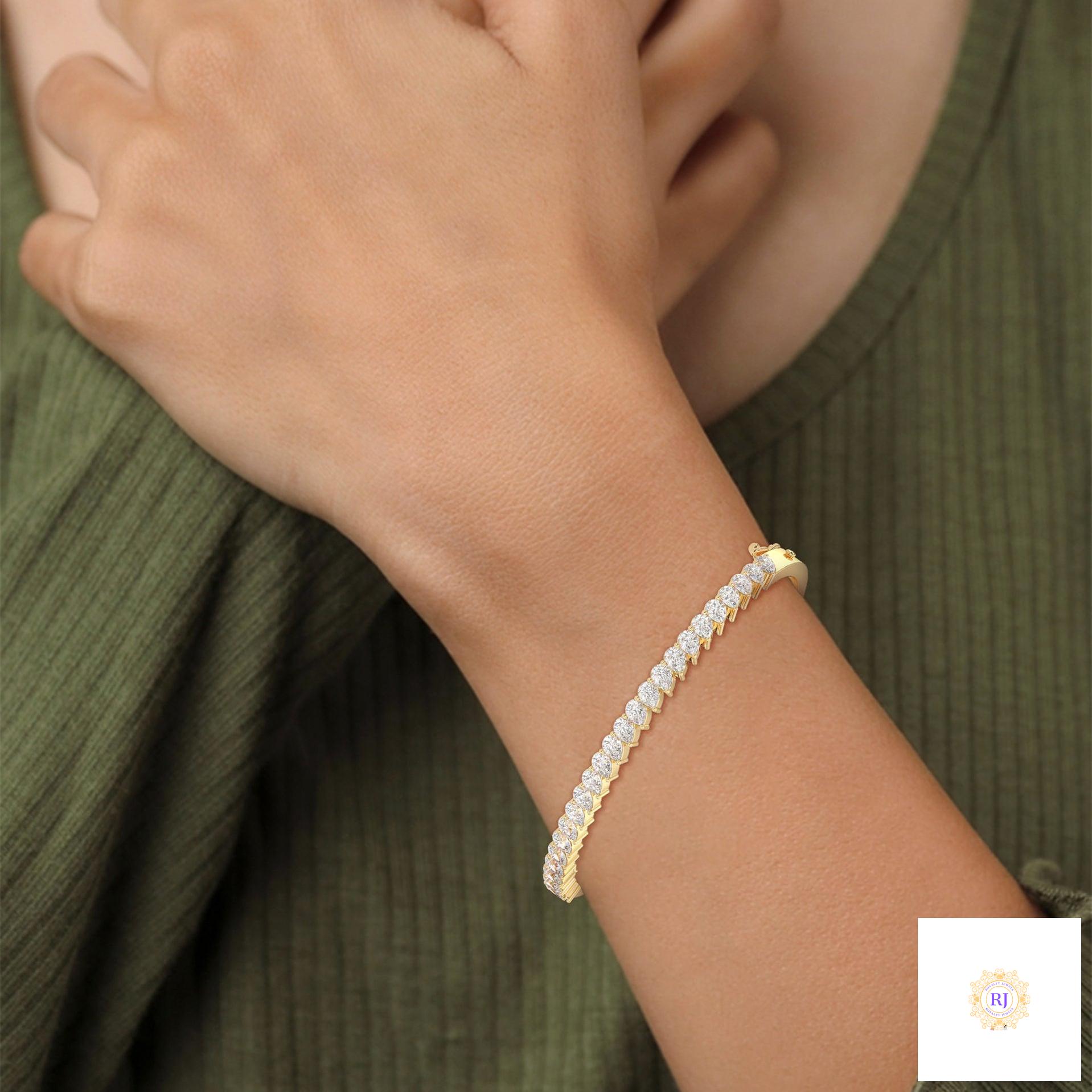 5.30 Ct. Pear Lab Diamond Bangle Open-Top Bracelet