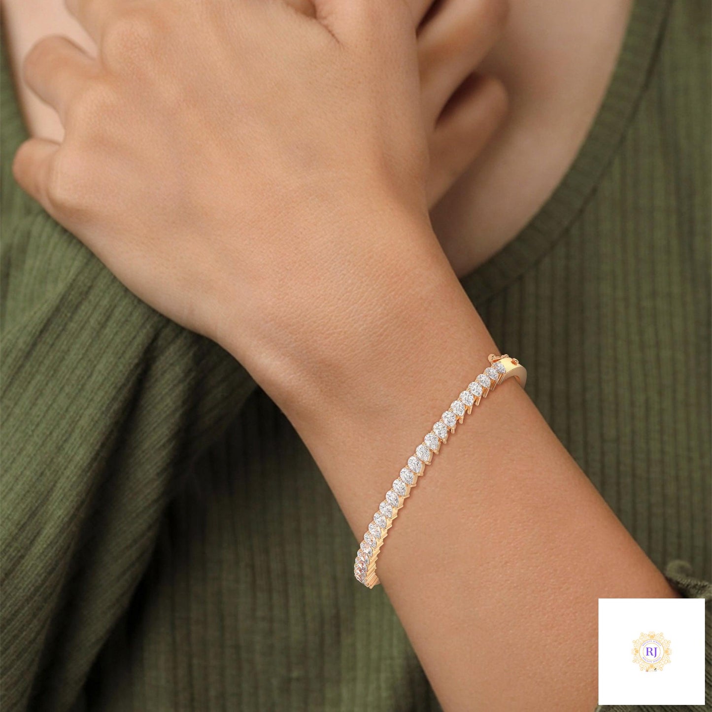 5.30 Ct. Pear Lab Diamond Bangle Open-Top Bracelet