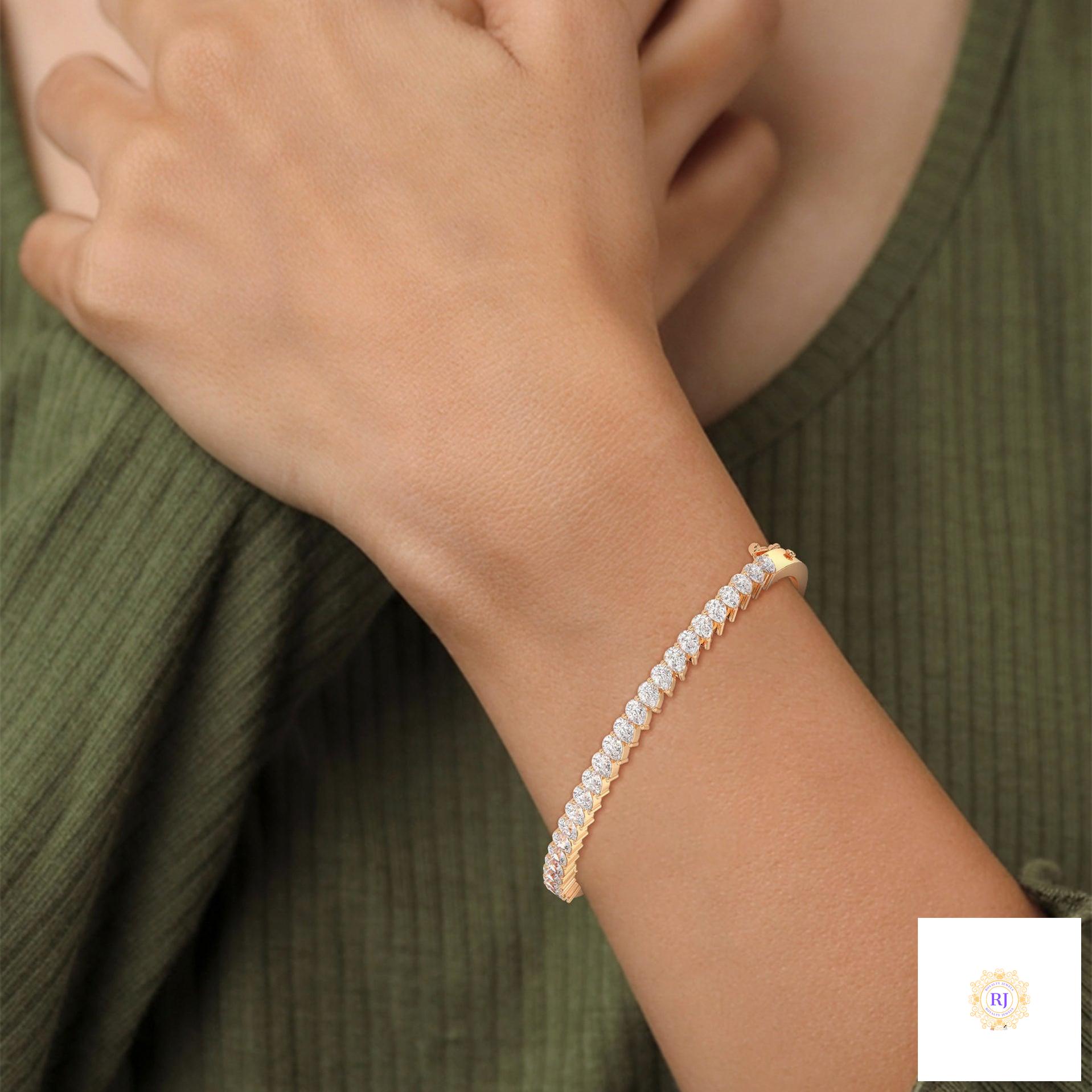 5.30 Ct. Pear Lab Diamond Bangle Open-Top Bracelet