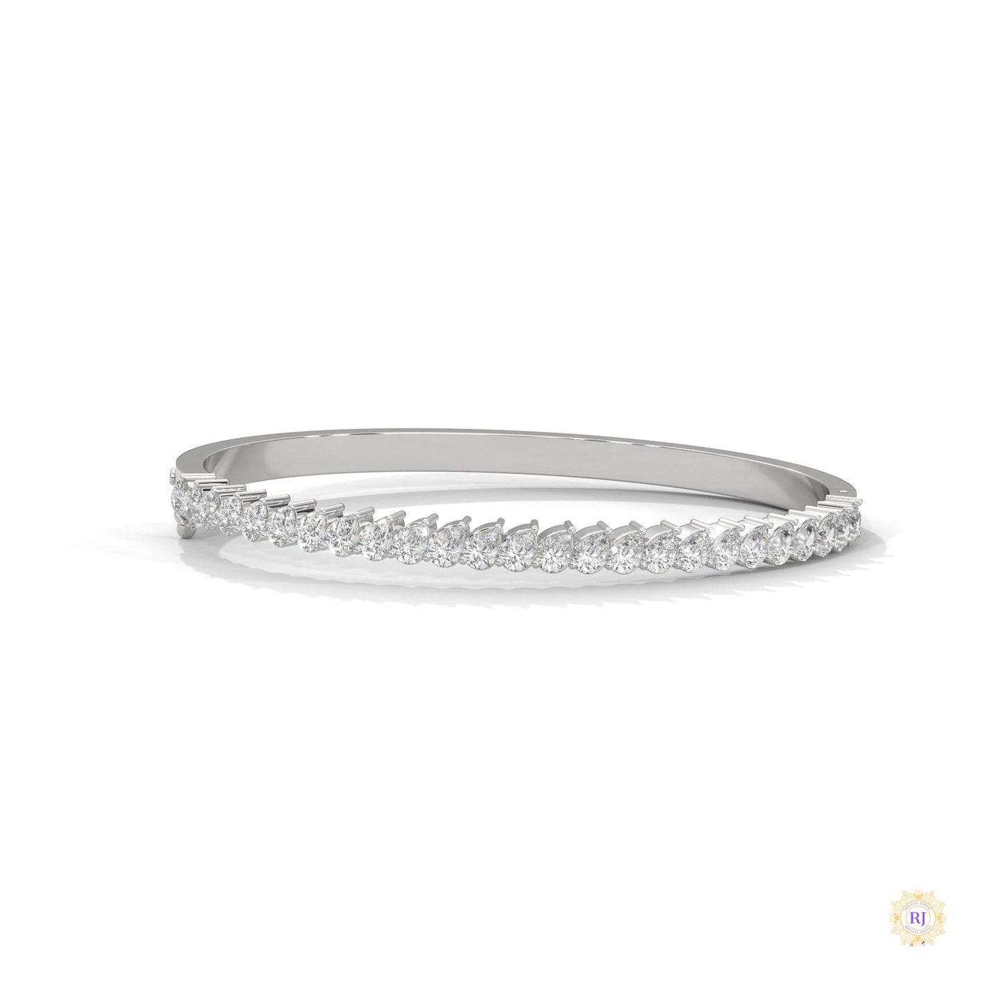 5.30 Ct. Pear Lab Diamond Bangle Open-Top Bracelet