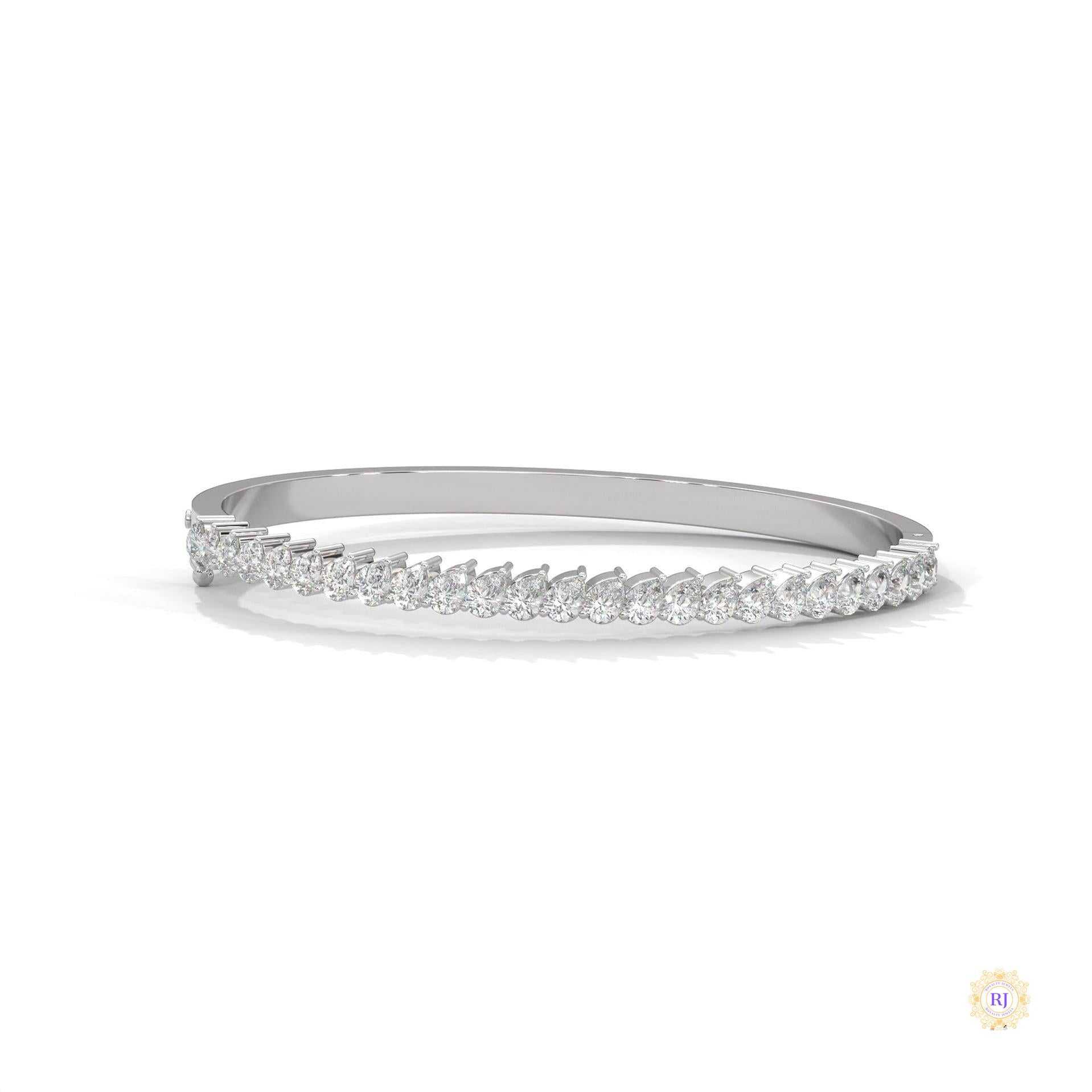 5.30 Ct. Pear Lab Diamond Bangle Open-Top Bracelet