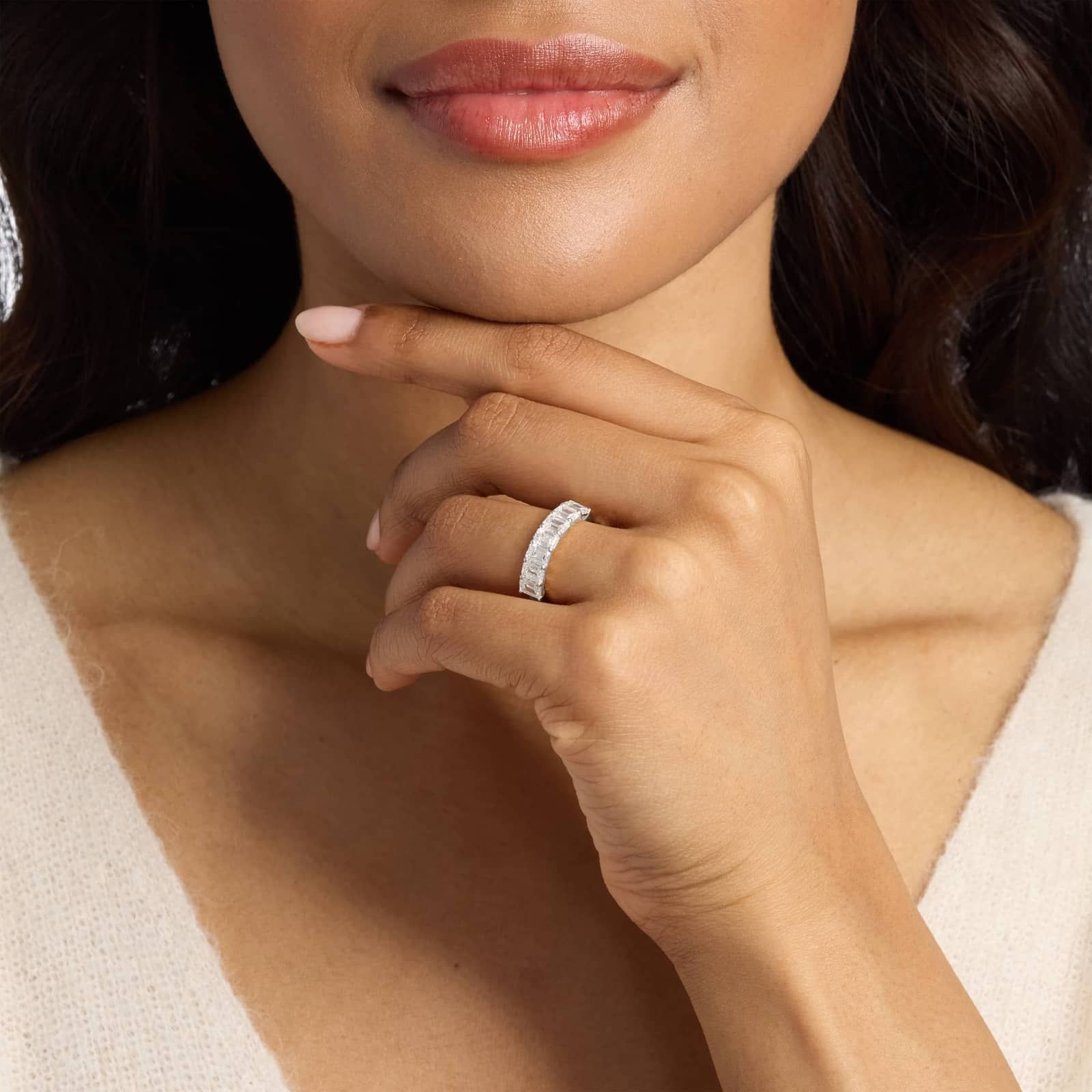 14K Gold Emerald-Cut Lab Diamond Eternity Band