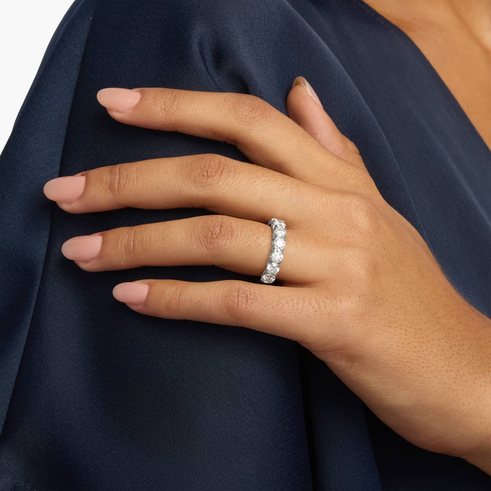 14K Gold Round Lab Diamond Anniversary Band Ring