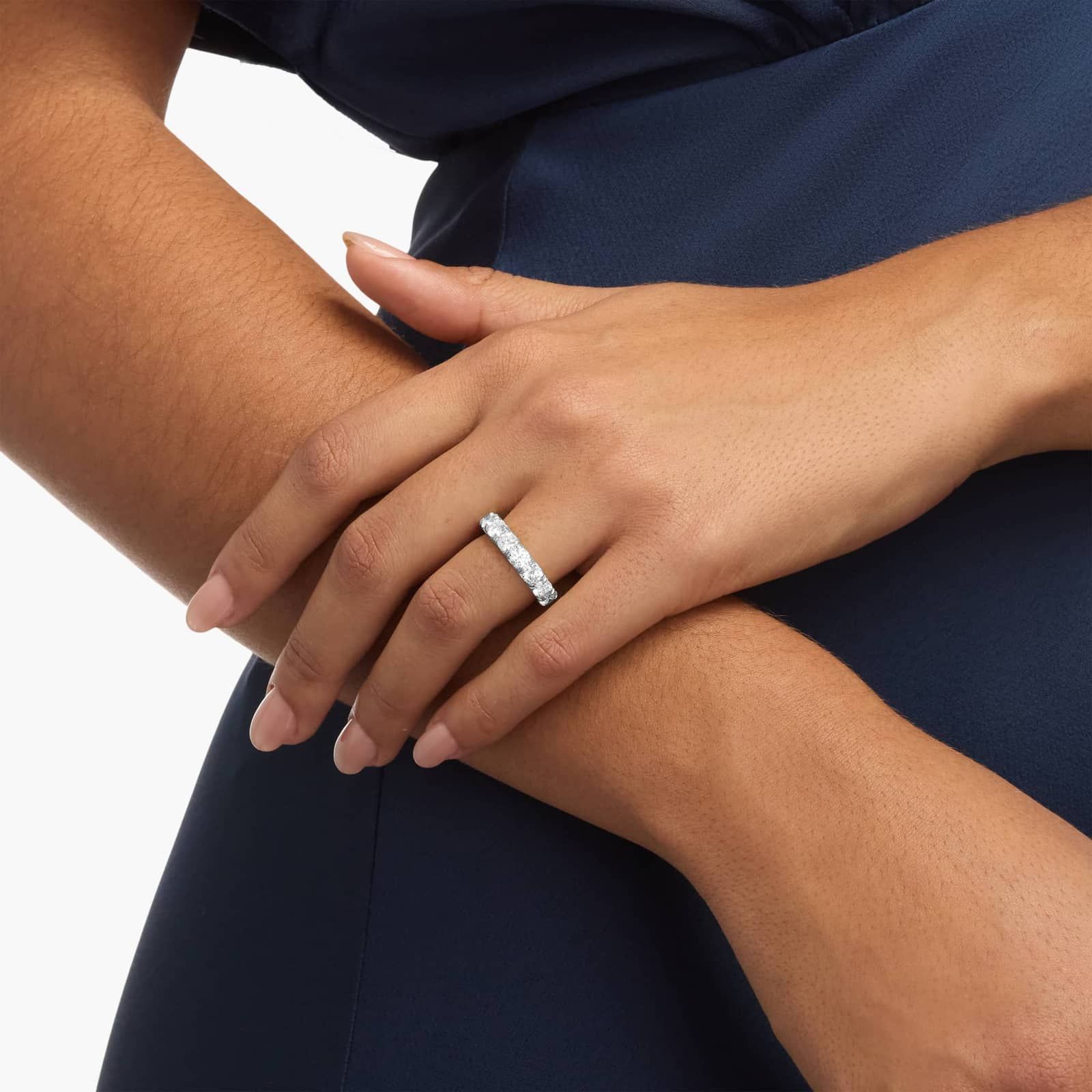 14K Gold Round Lab Diamond Anniversary Band Ring
