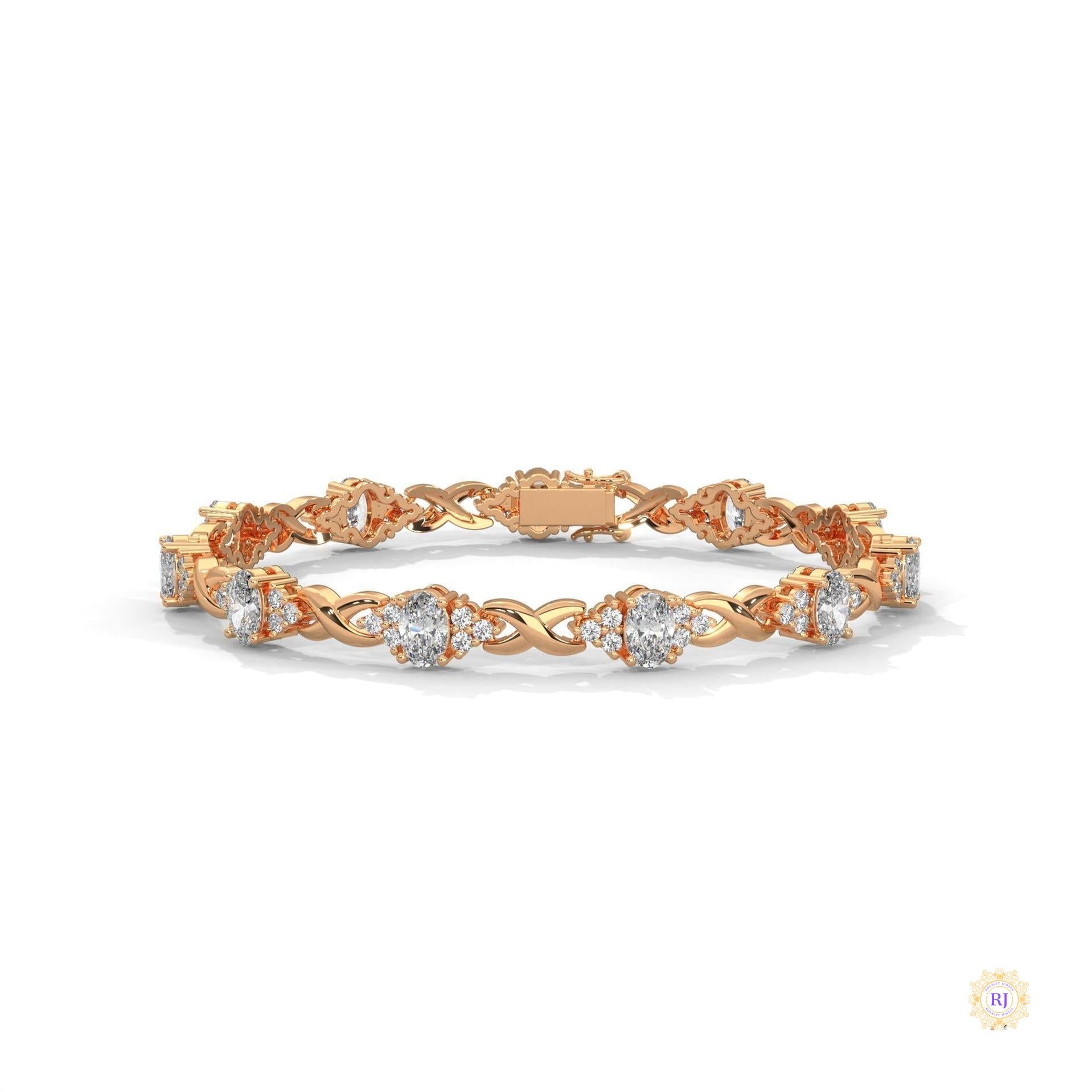 6.70 Ct. Lab Diamond Bracelet Twisted Link