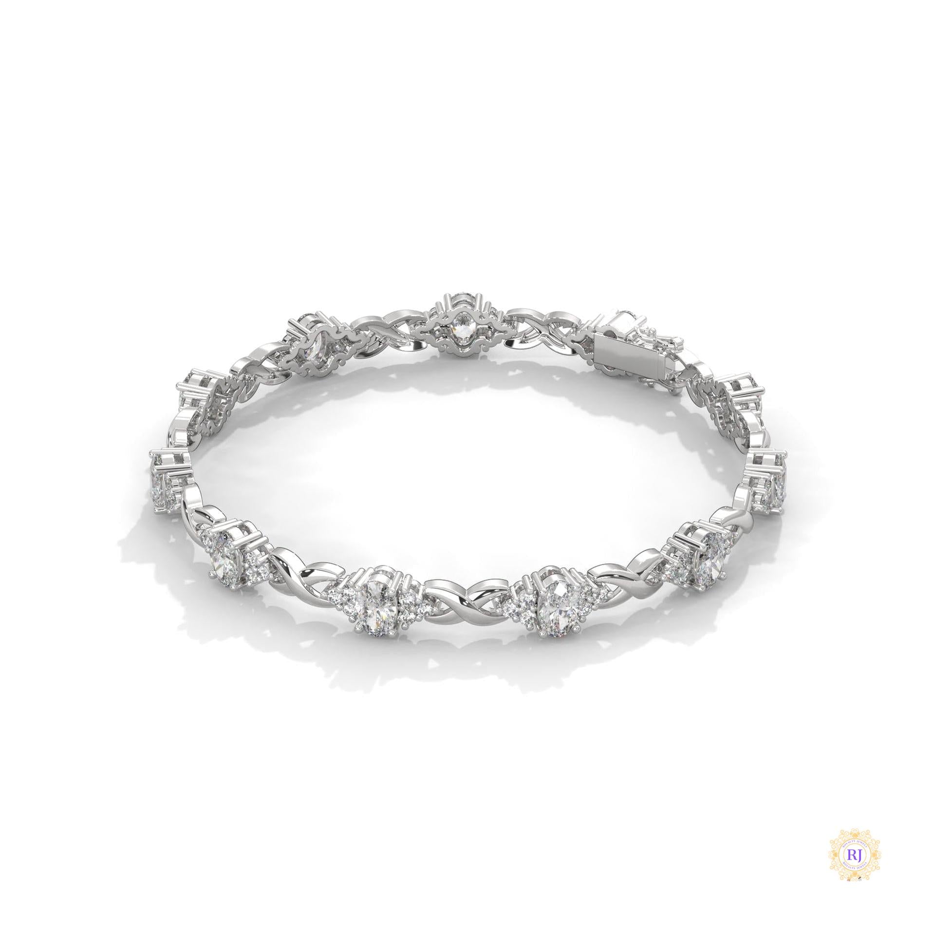 6.70 Ct. Lab Diamond Bracelet Twisted Link