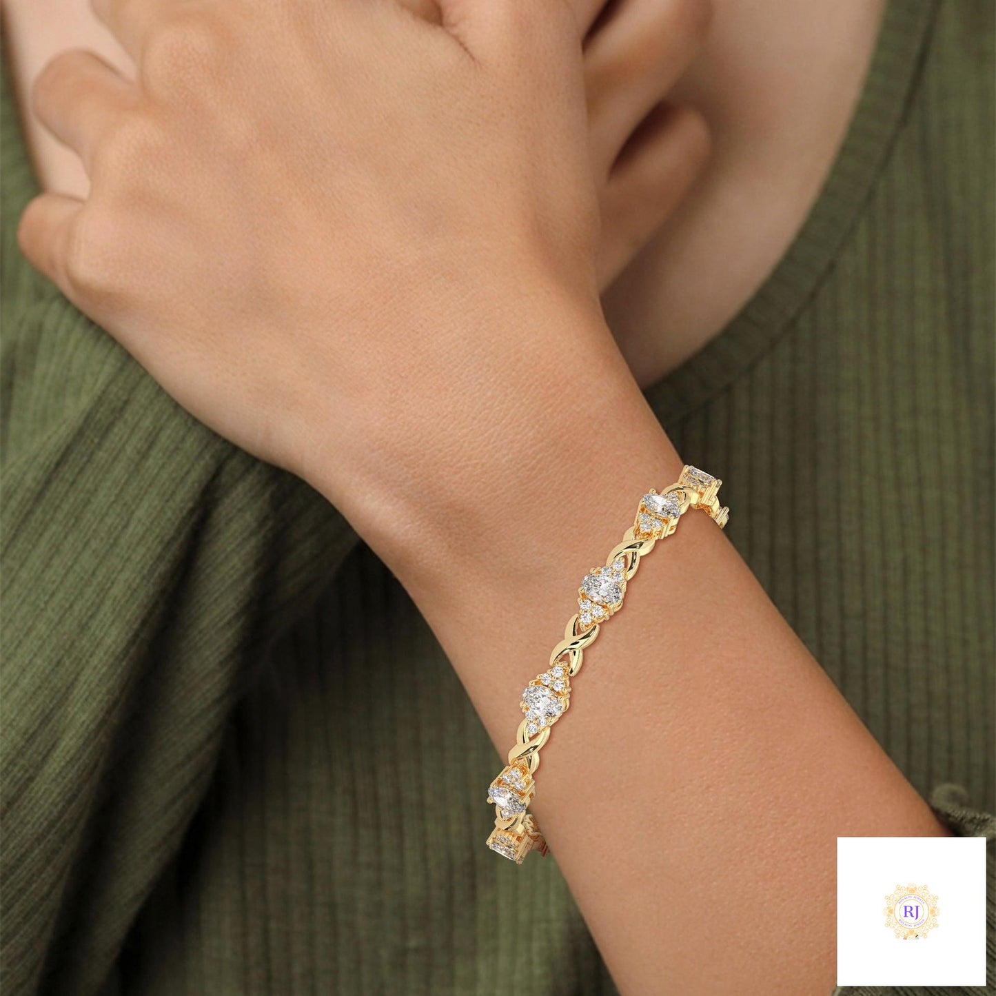 6.70 Ct. Lab Diamond Bracelet Twisted Link