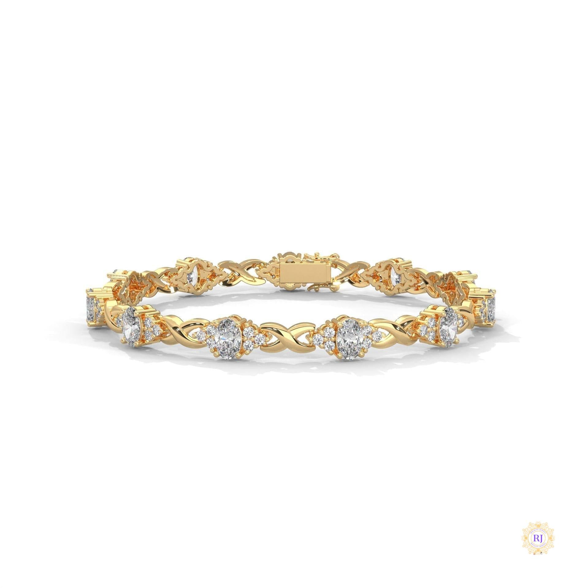 6.70 Ct. Lab Diamond Bracelet Twisted Link