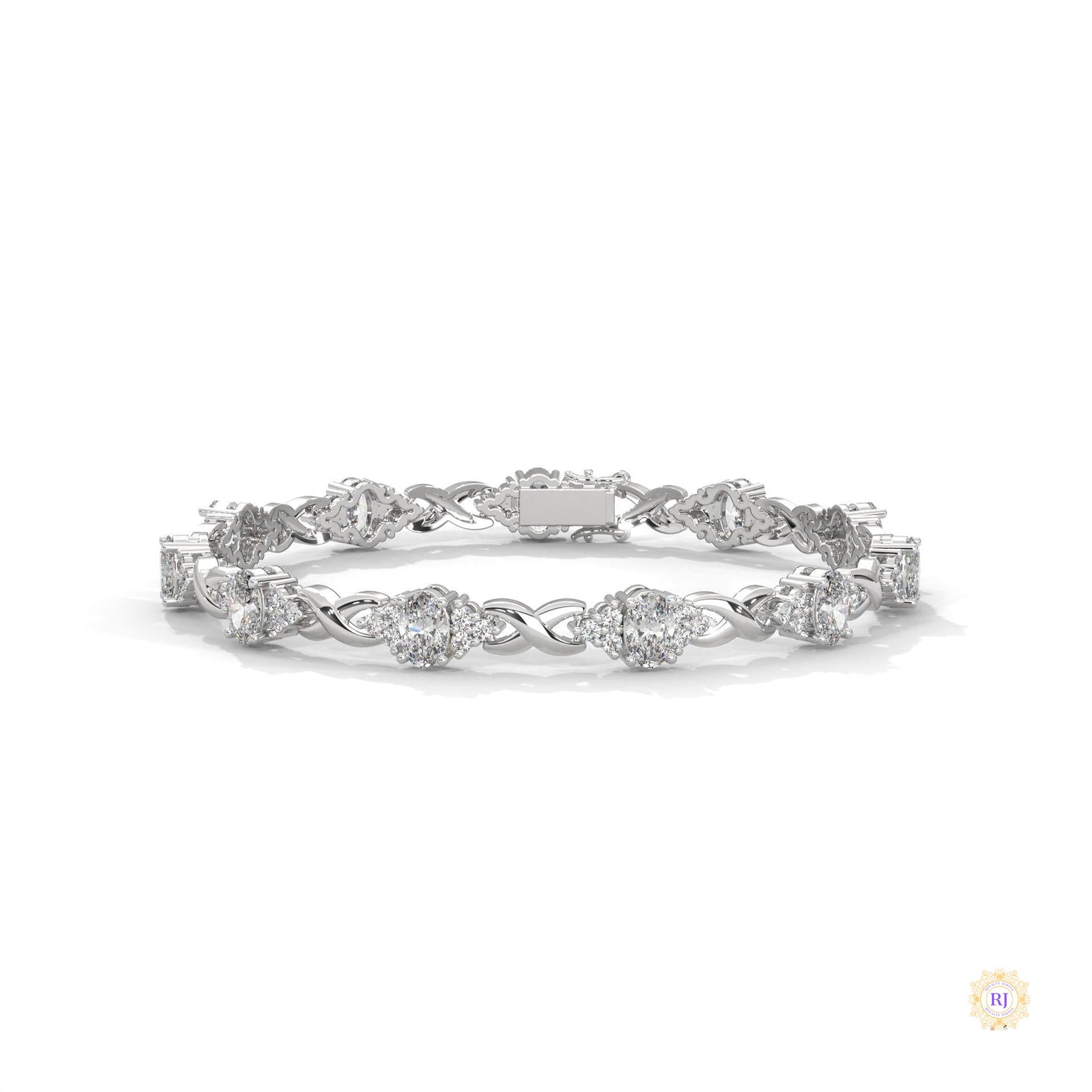 6.70 Ct. Lab Diamond Bracelet Twisted Link
