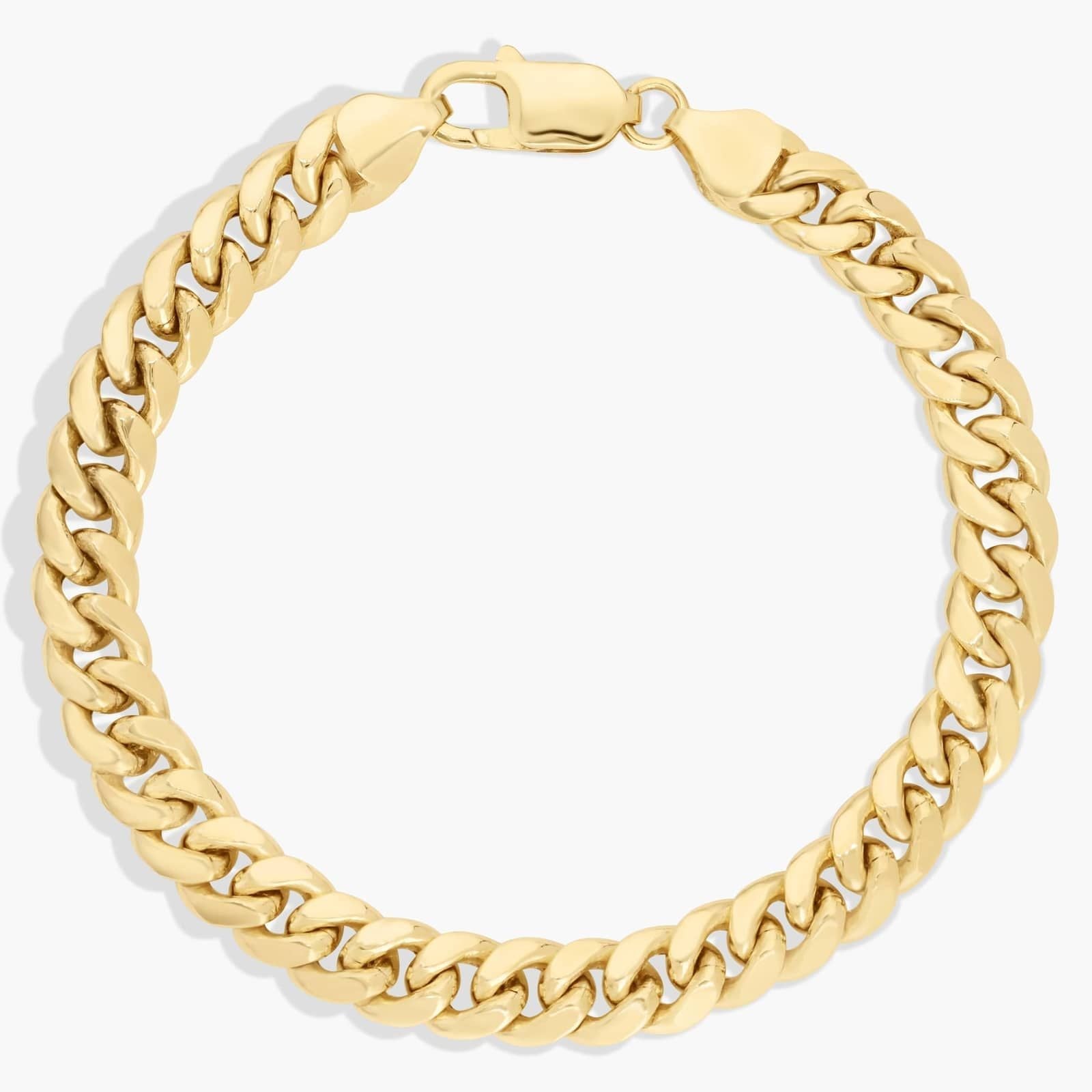 Men’s 14K Yellow Gold Cuban Link Bracelet with Polished Finish

