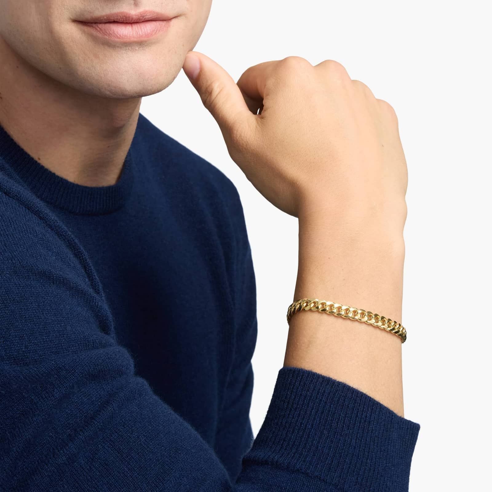 14K Yellow Gold Cuban Link Bracelet for Men 7 inch