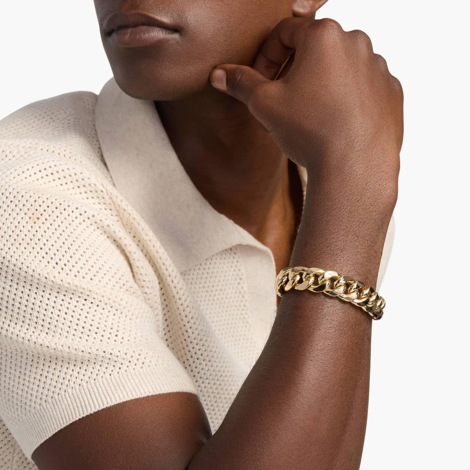 14K Yellow Gold Cuban Link Bracelet for Men 7 inch