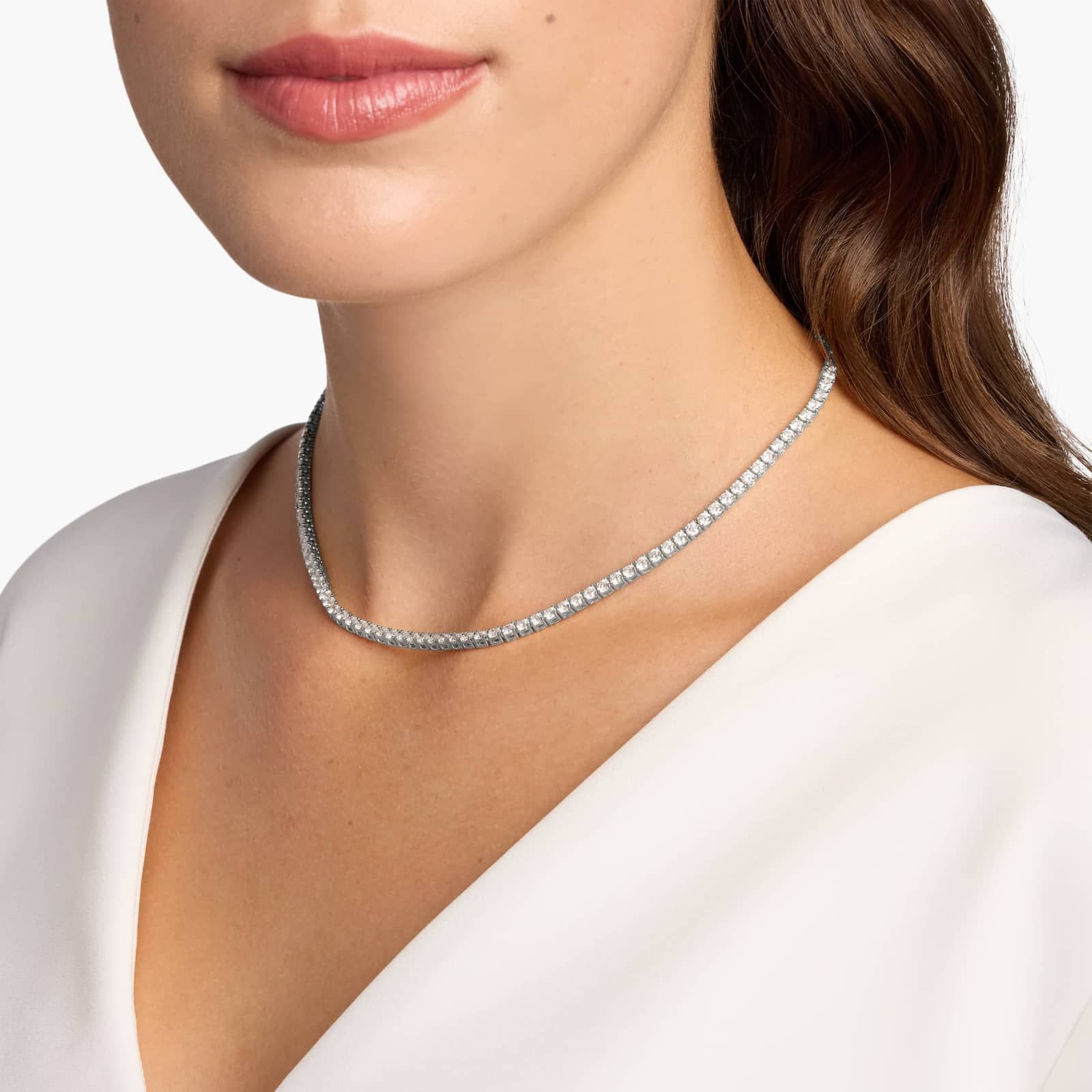 Luxury 14K Gold Lab Diamond 18 inch Tennis Necklace Round Prong – Timeless Elegance