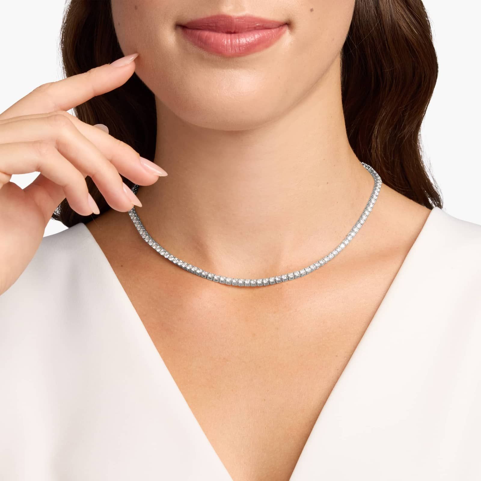 Luxury 14K Gold Lab Diamond 18 inch Tennis Necklace Round Prong – Timeless Elegance
