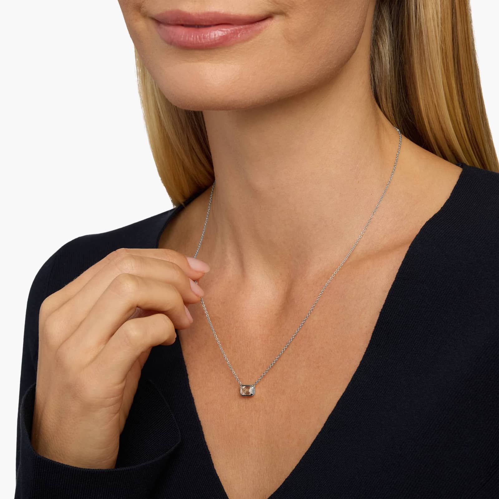 Emerald Cut 14K Lab Diamond Necklace – Classic Luxe Sparkle
