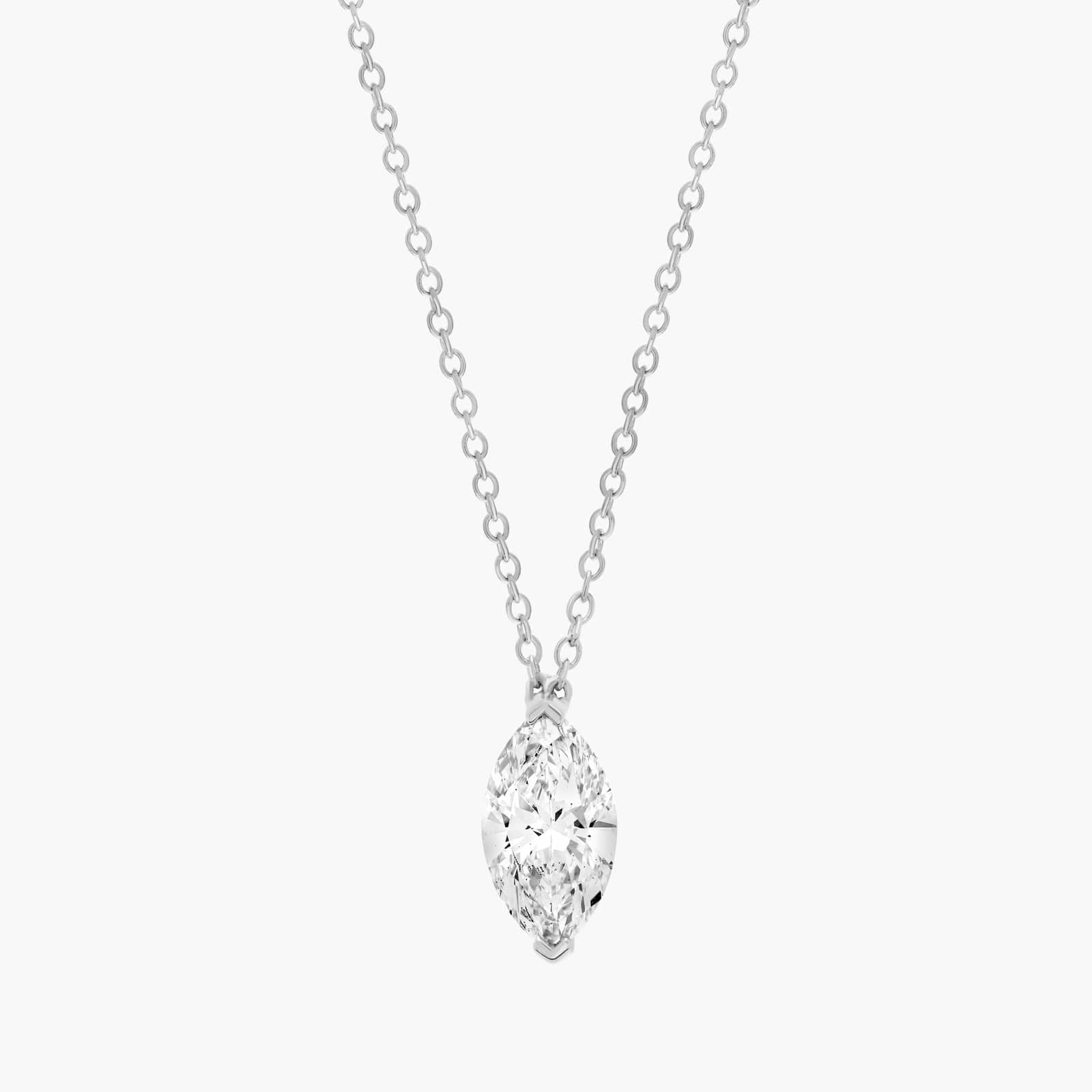 14K gold marquise-cut lab diamond pendant necklace with chain