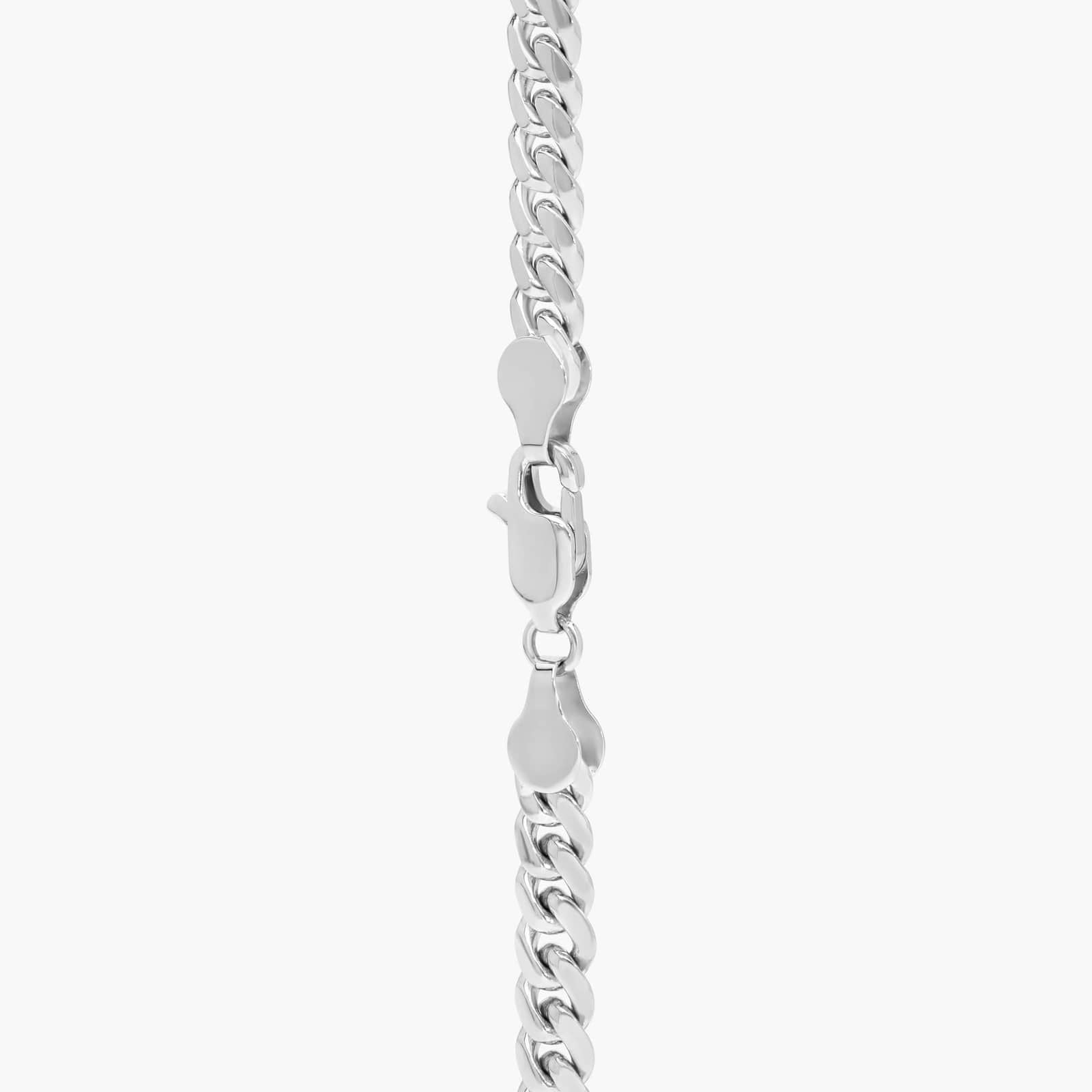 14K Gold Curb Chain Necklace 2mm with Lab Emerald-Cut Diamond