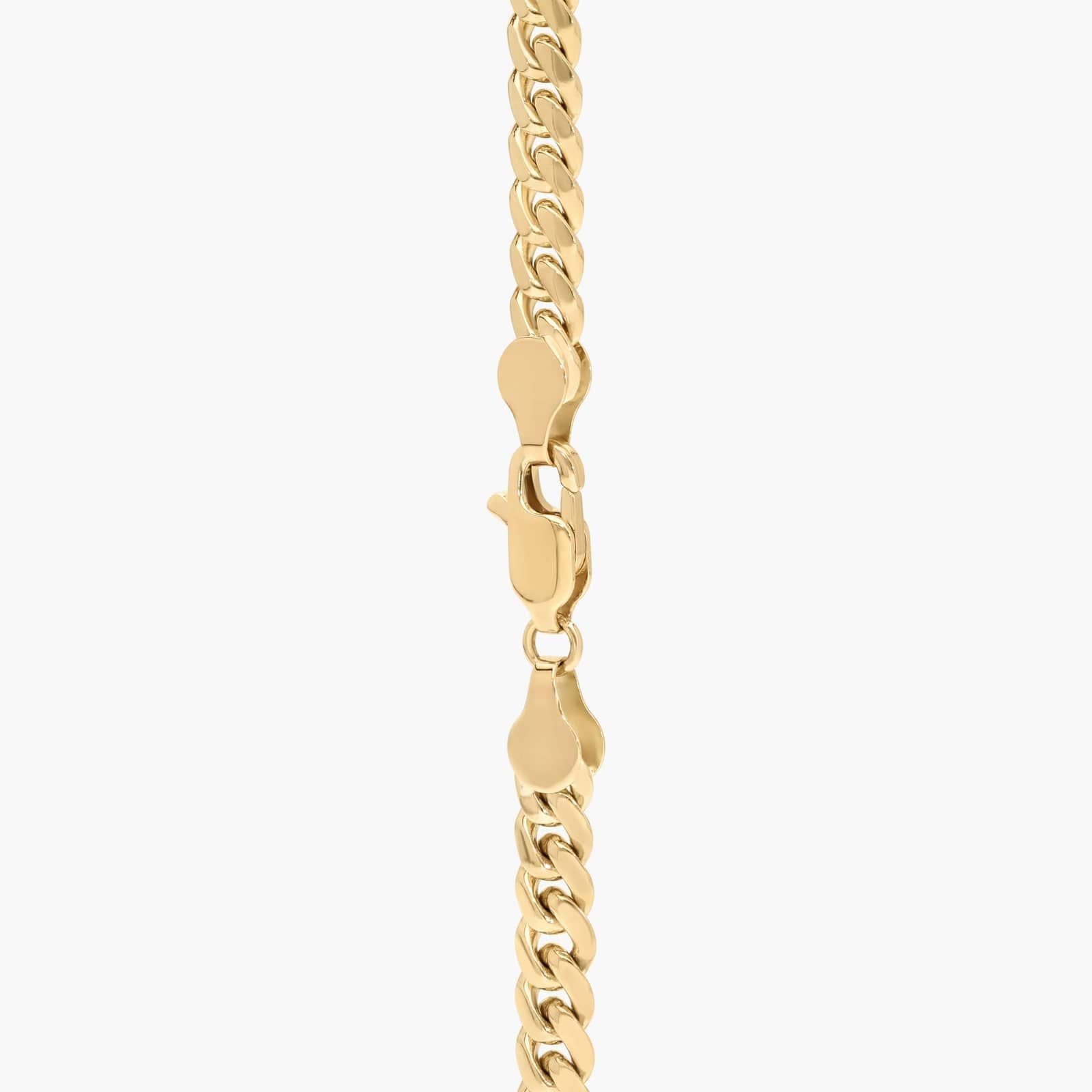 14K Gold Curb Chain Necklace 2mm with Lab Emerald-Cut Diamond