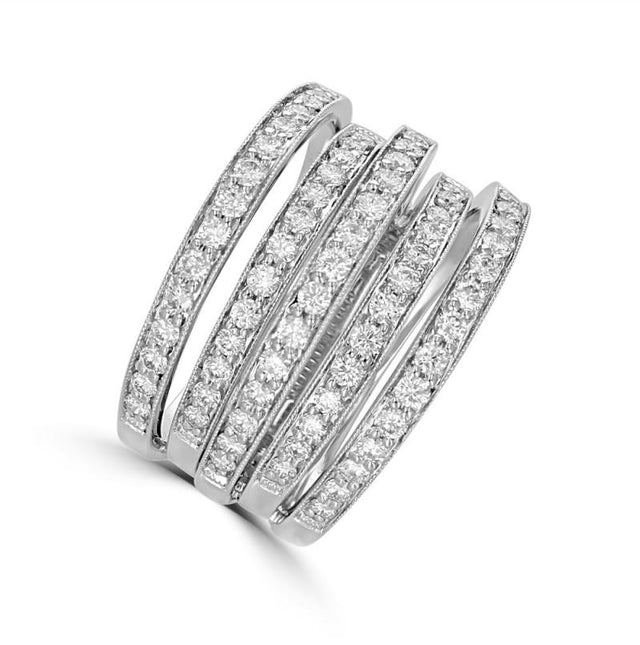 14K White Gold Multi-Band Lab-Grown Diamond Statement Ring

