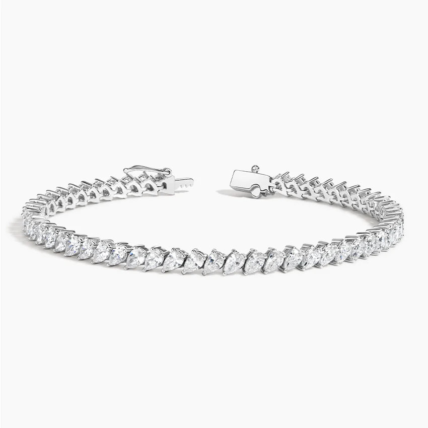 14K Gold Pear Shape Lab Diamond Tennis Bracelet 7 inch – Luxury Fine Jewelry