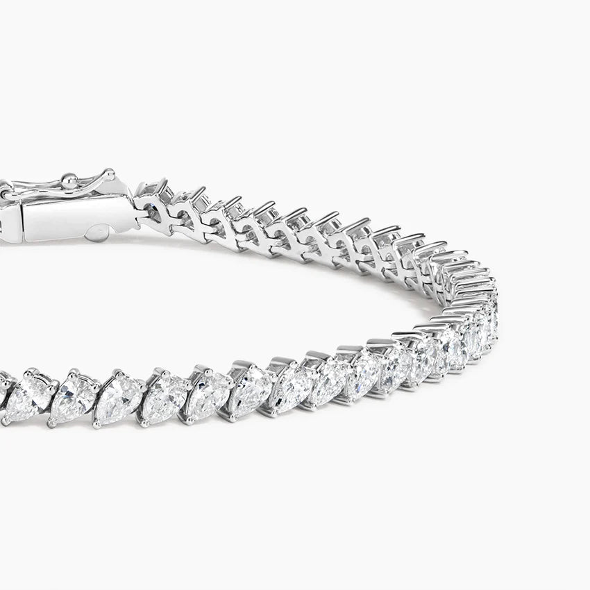 14K Gold Pear Shape Lab Diamond Tennis Bracelet 7 inch – Luxury Fine Jewelry