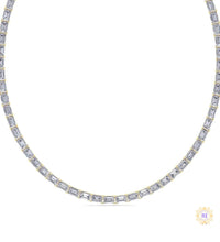 East West Emerald-Cut Lab Diamond Tennis Necklace