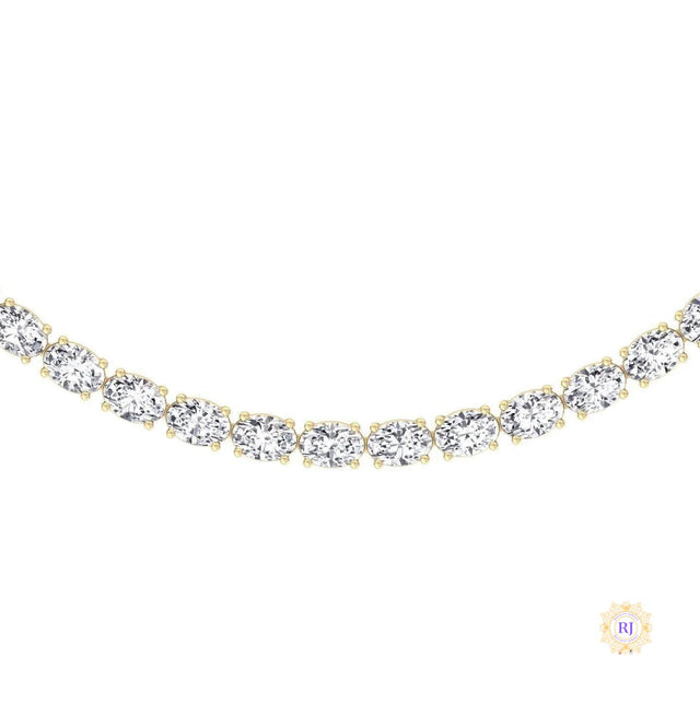 East-West Oval Diamond Tennis Necklace