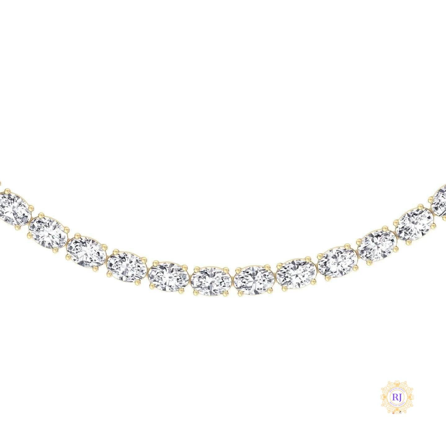 East-West Oval Diamond Tennis Necklace